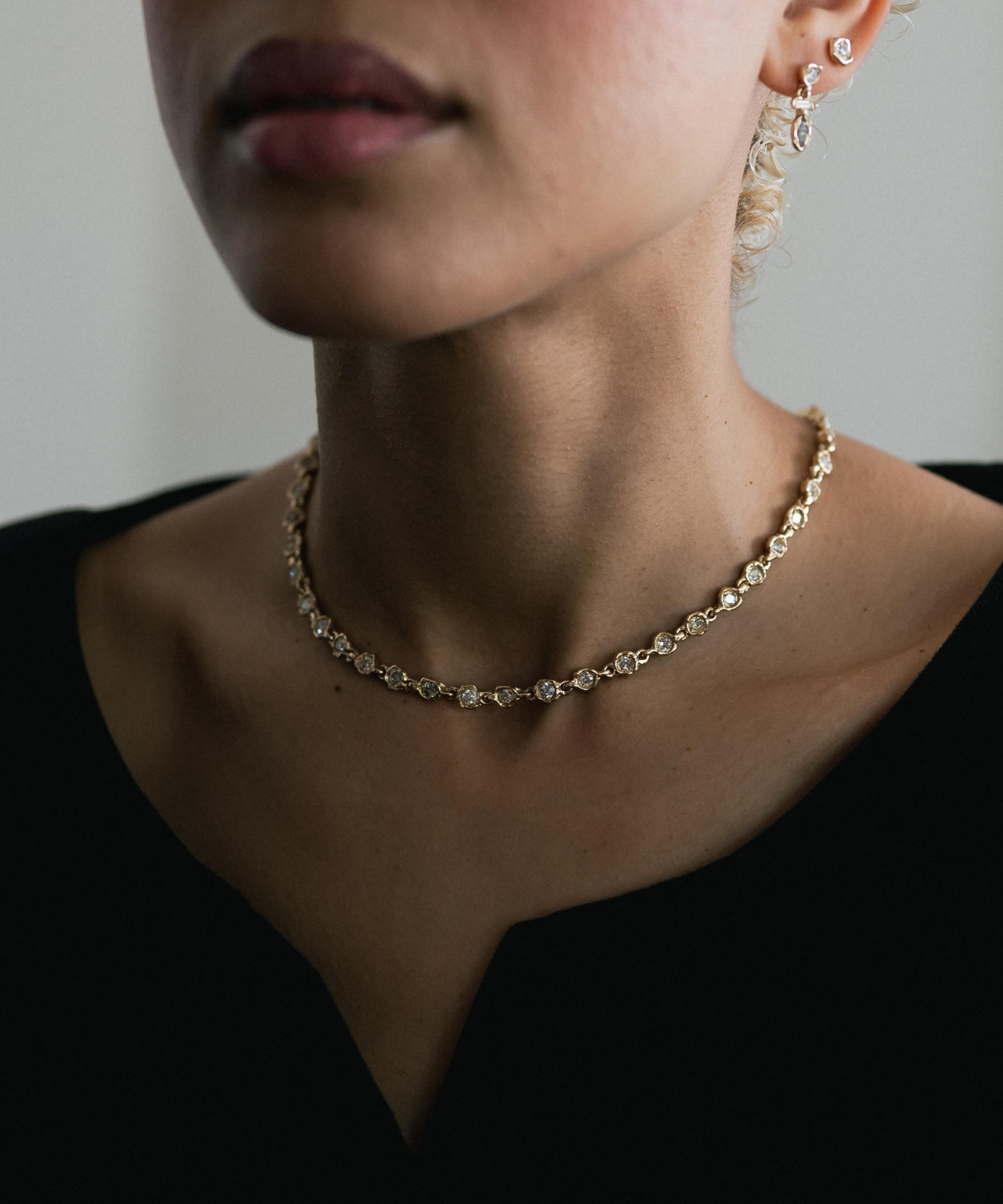 Ellis Mhairi Cameron - 14ct Gold Old Cut Diamond Choker Necklace image number 1