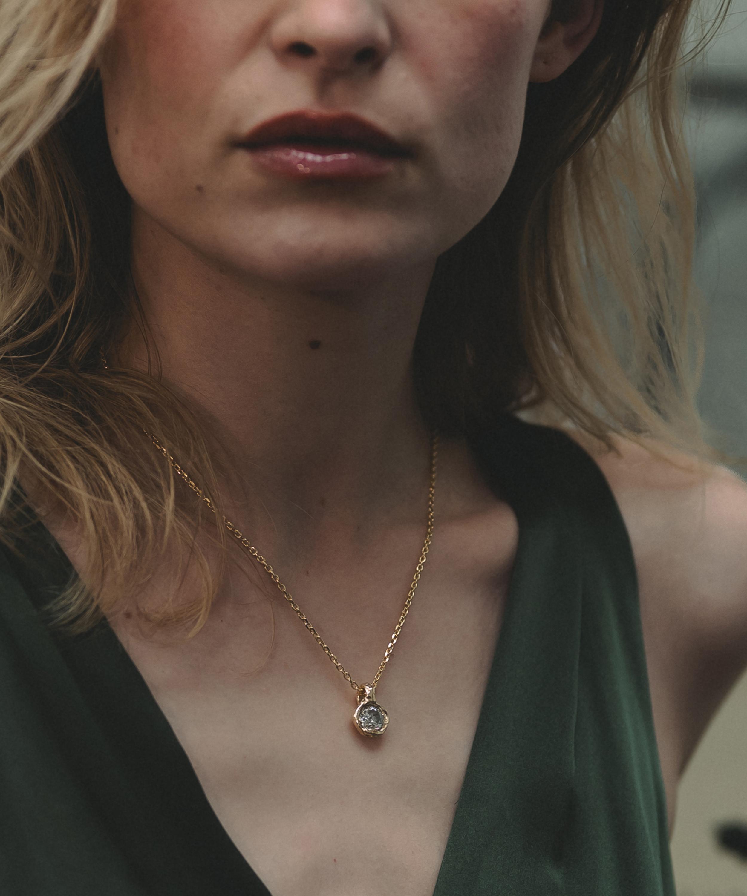 Ellis Mhairi Cameron - 14ct Gold X Old Cut Diamond Nugget Pendant Necklace image number 1