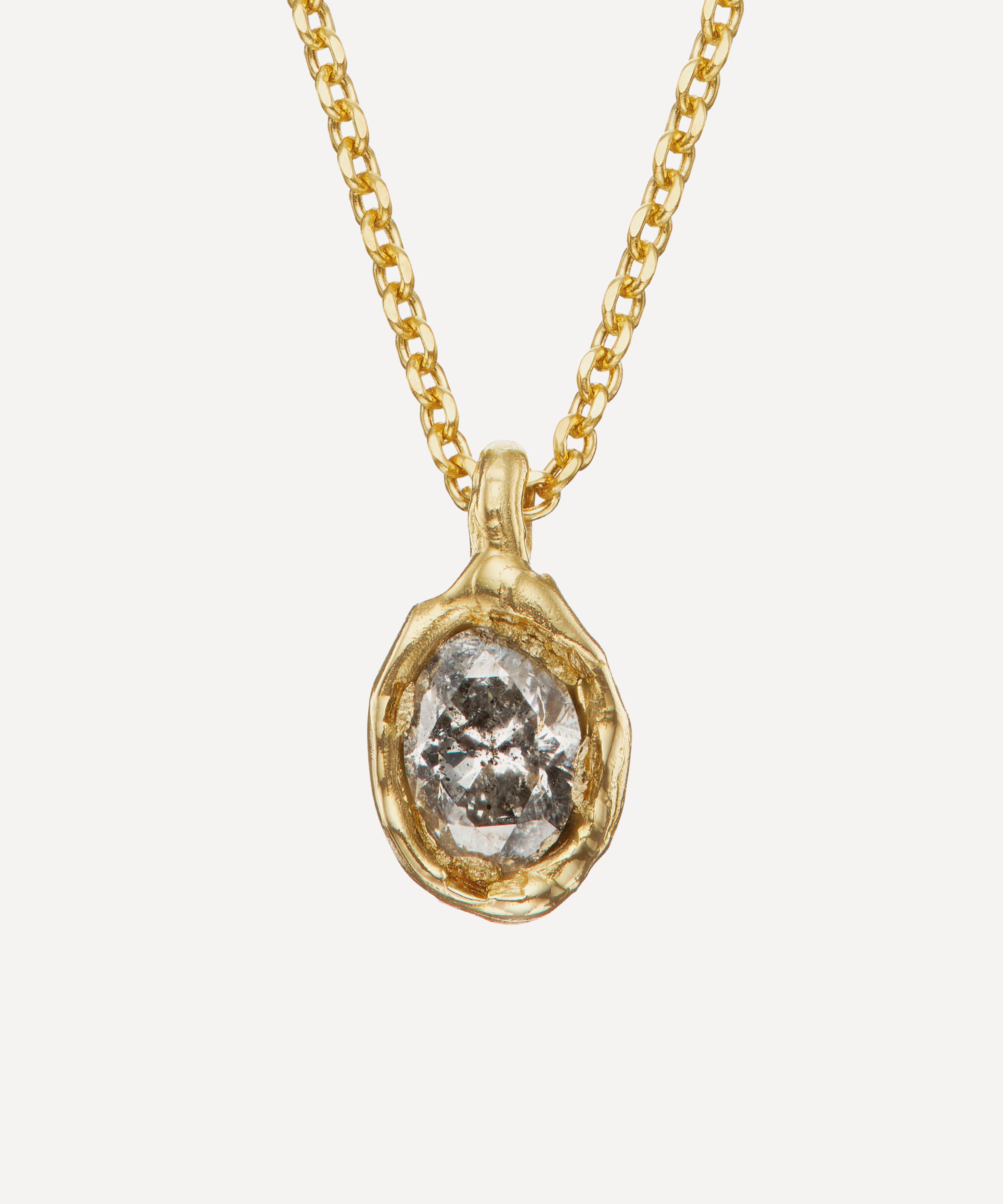 Ellis Mhairi Cameron - 14ct Gold Salt and Pepper Diamond Nugget Pendant Necklace