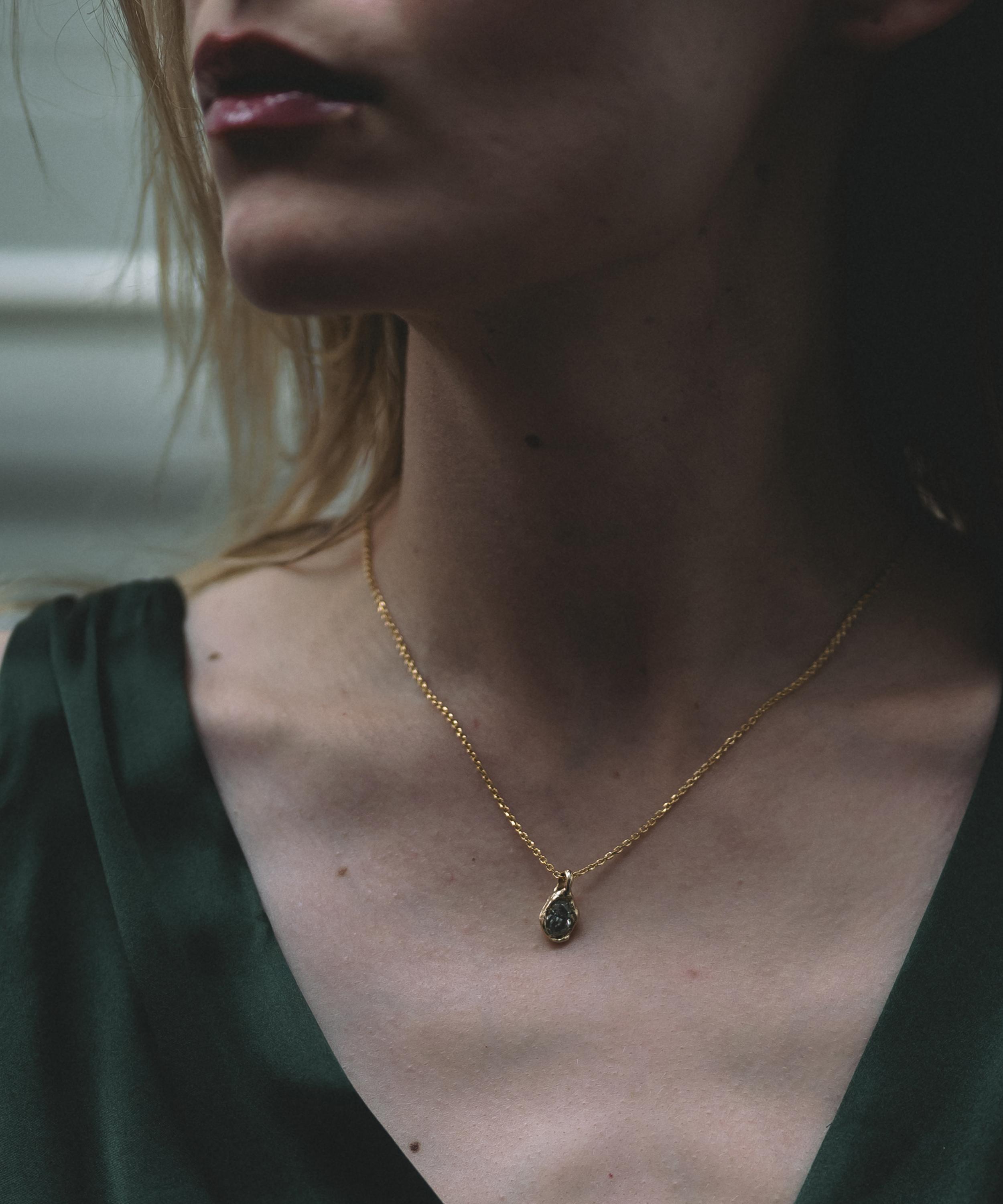 Ellis Mhairi Cameron - 14ct Gold Salt and Pepper Diamond Nugget Pendant Necklace image number 1