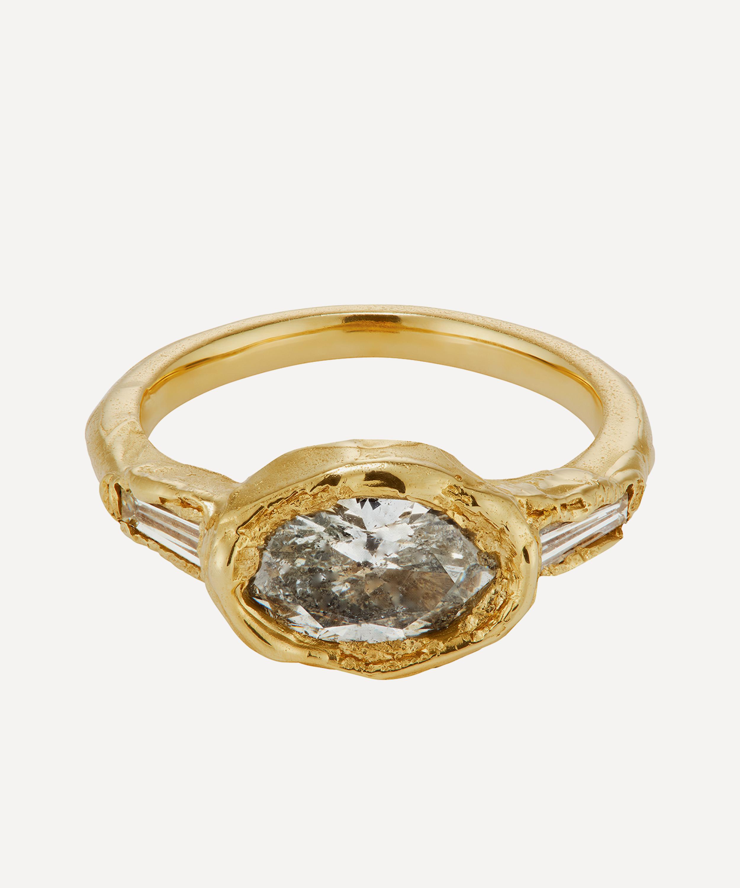 Ellis Mhairi Cameron - 14ct Gold Armach Salt and Pepper Three Stone Diamond Engagement Ring