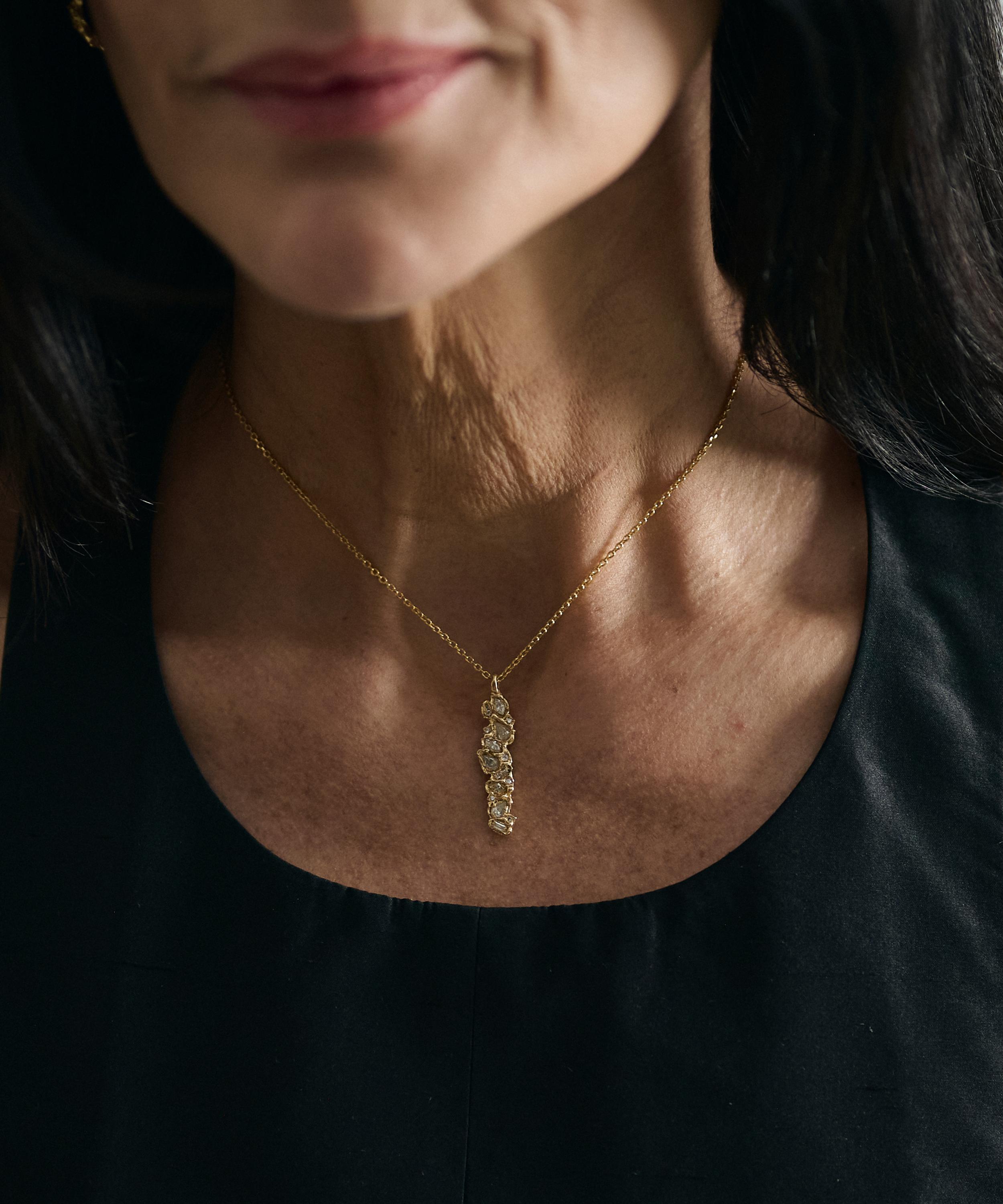 Ellis Mhairi Cameron - 14ct Gold Legacy Mixed Diamond Scatter Pendant Necklace image number 1