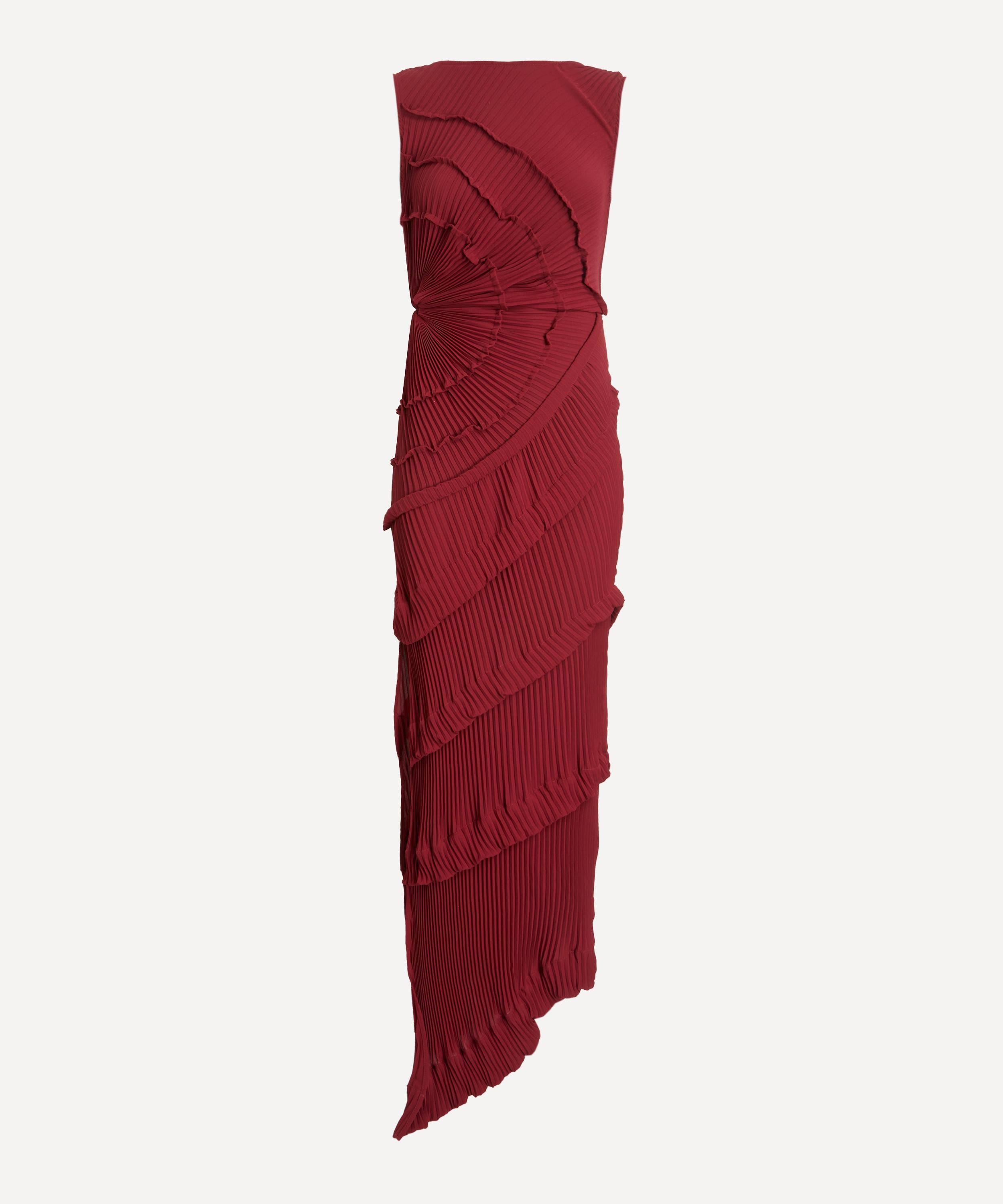 Georgia Hardinge - Burgundy Opal Pleated Floor-Length Dress
