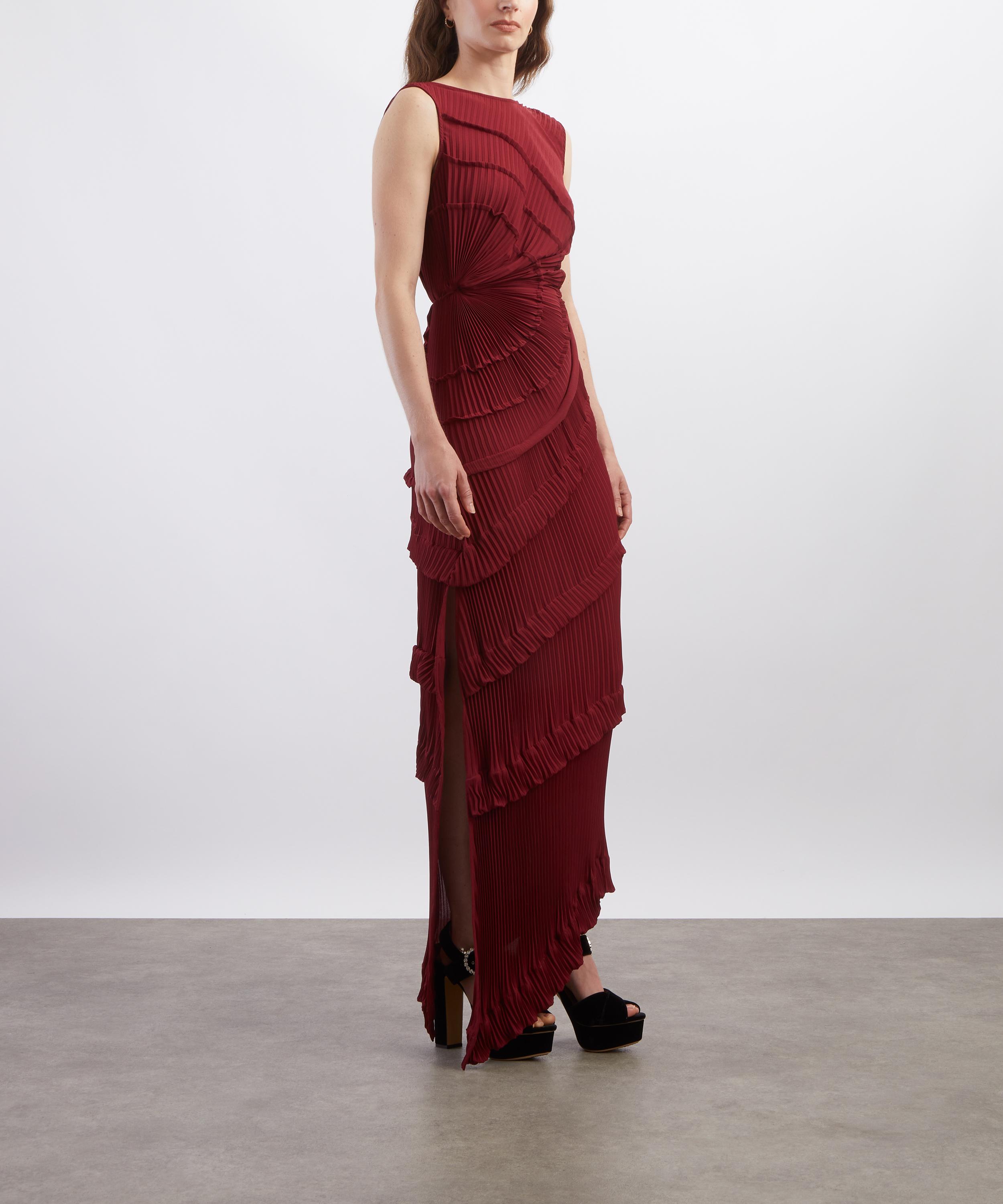 Georgia Hardinge - Burgundy Opal Pleated Floor-Length Dress image number 2