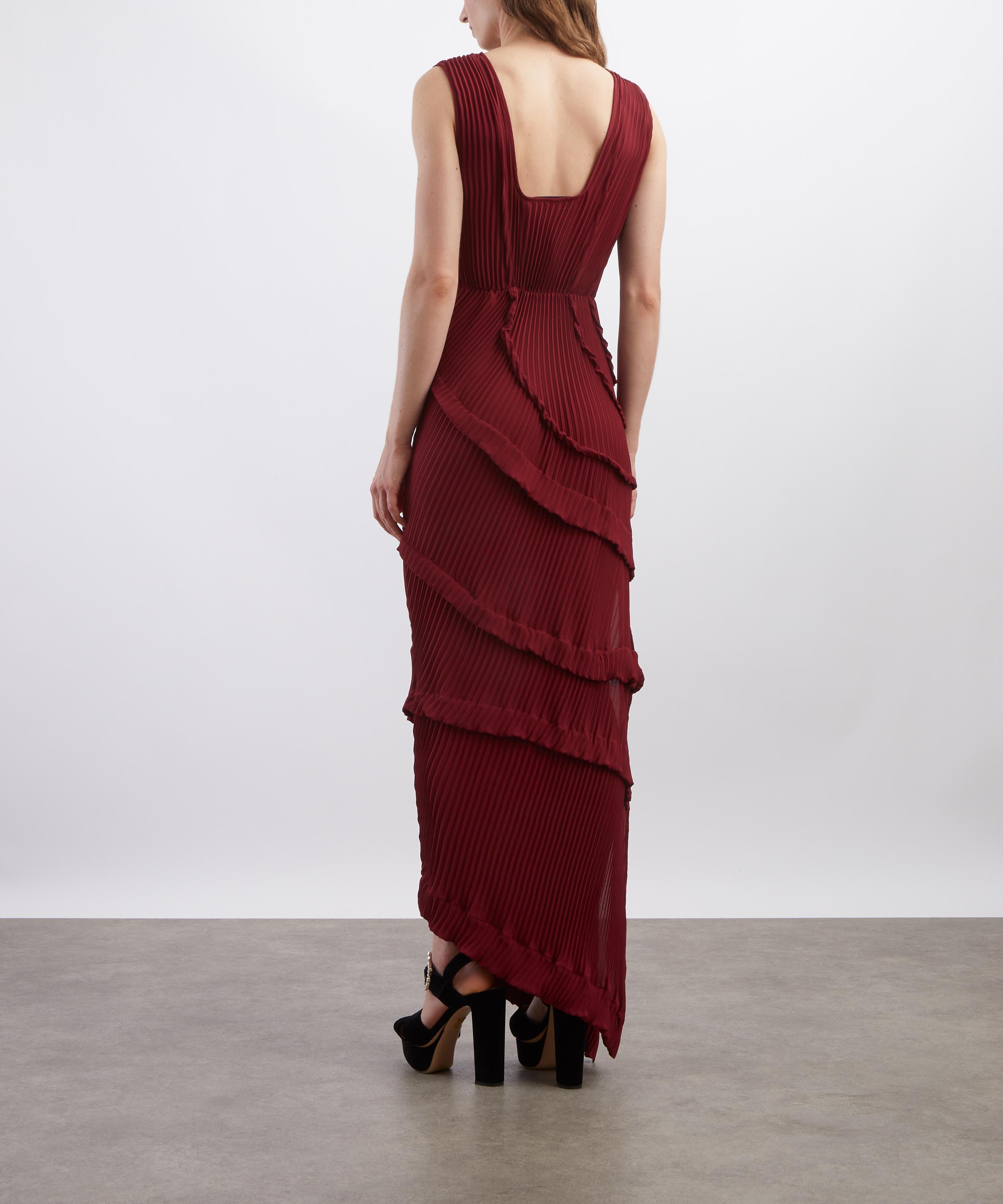 Georgia Hardinge - Burgundy Opal Pleated Floor-Length Dress image number 3