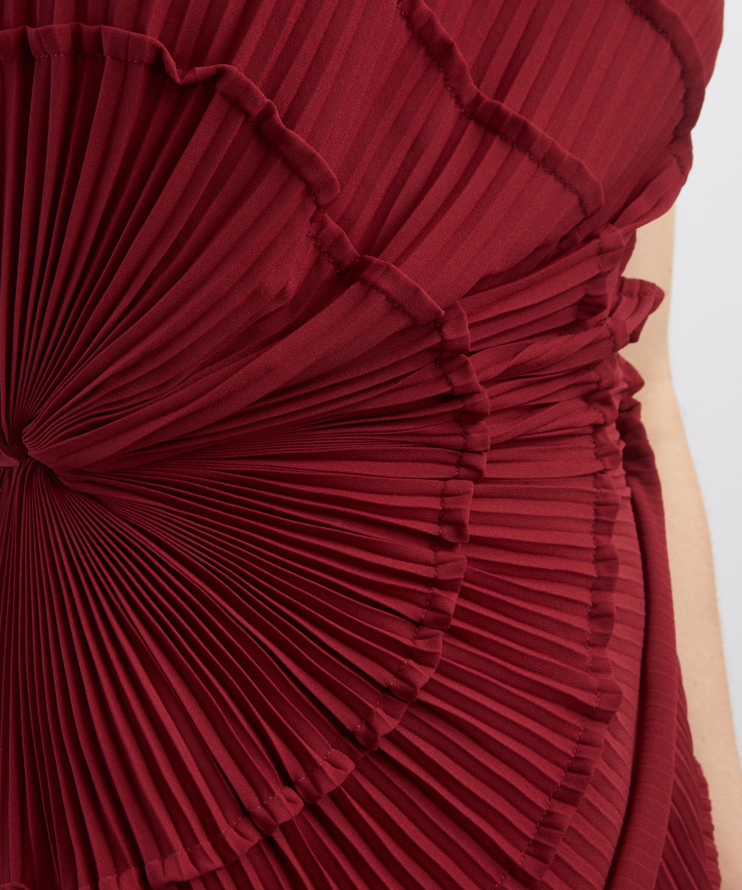Georgia Hardinge - Burgundy Opal Pleated Floor-Length Dress image number 4