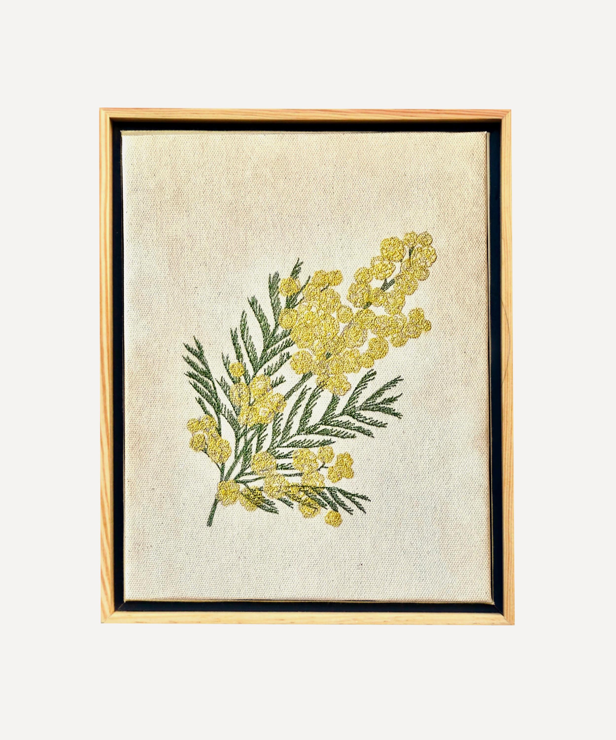 Trovelore - Yellow Mimosa Embroidered Thread Art
