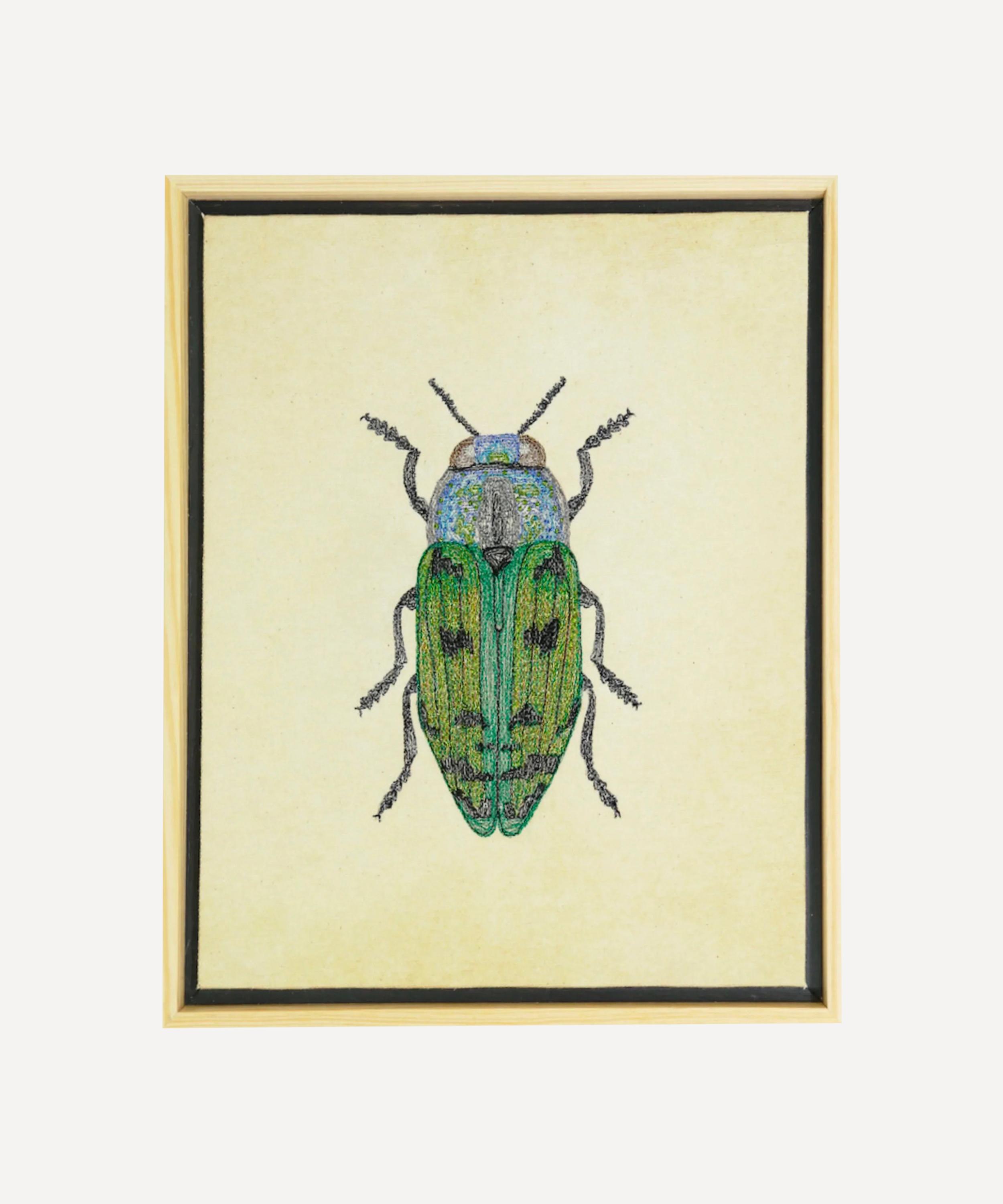 Trovelore - Green Jewel Beetle Embroidered Thread Art