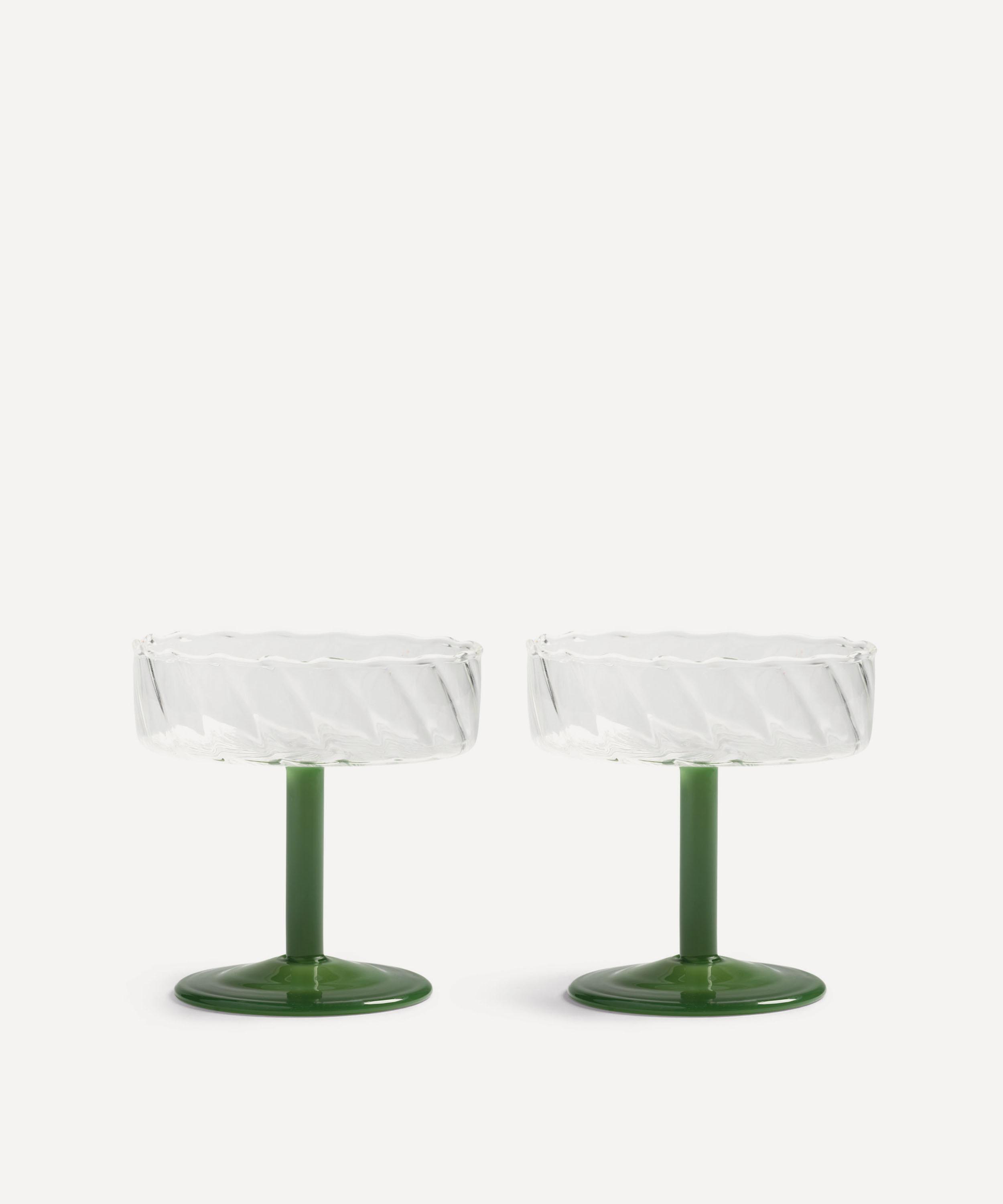 &Klevering - Dark Green Twirl Coupe Glasses Set of Two