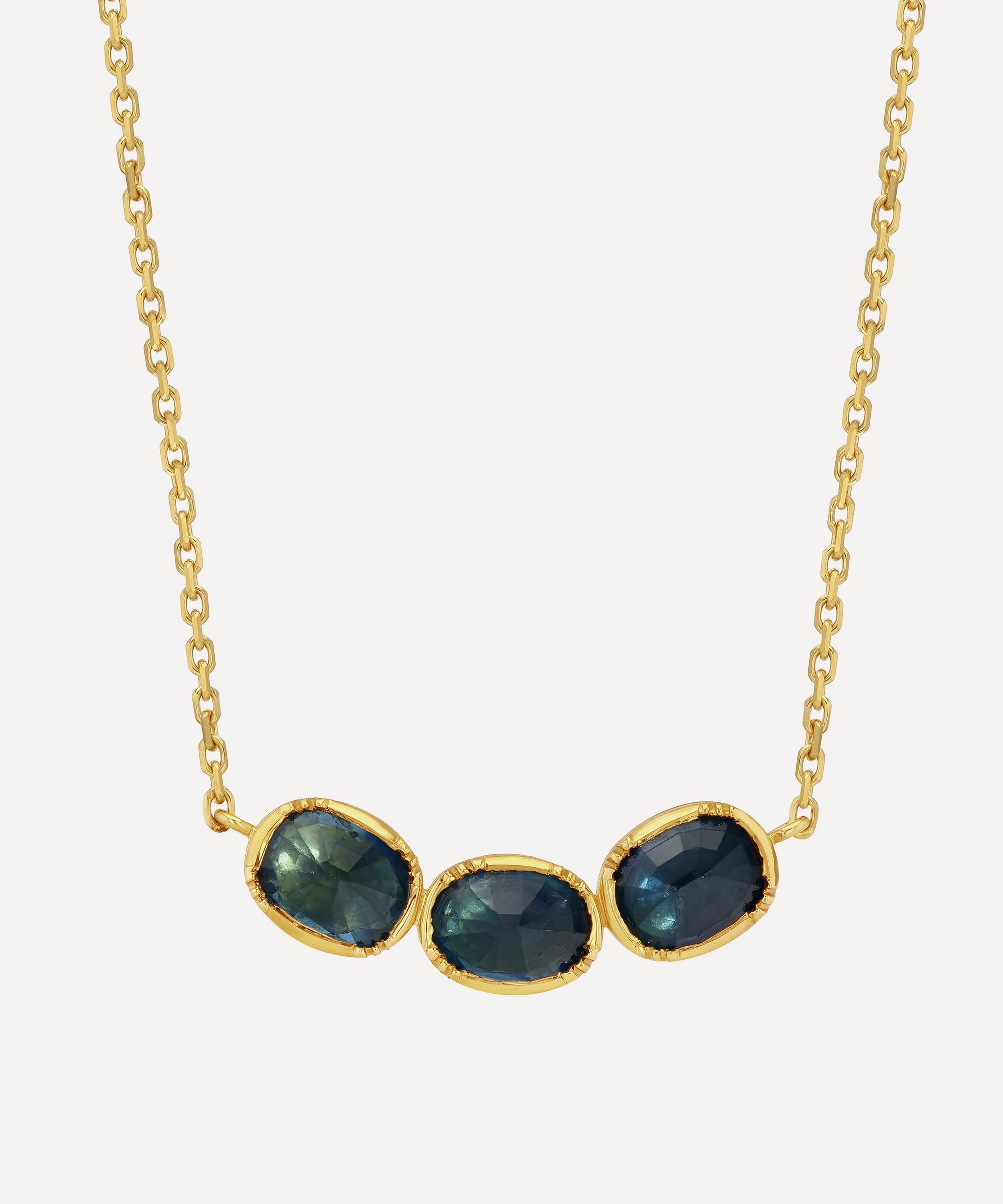 Brooke Gregson - 18ct Gold Triple Orbit Blue Sapphire Necklace