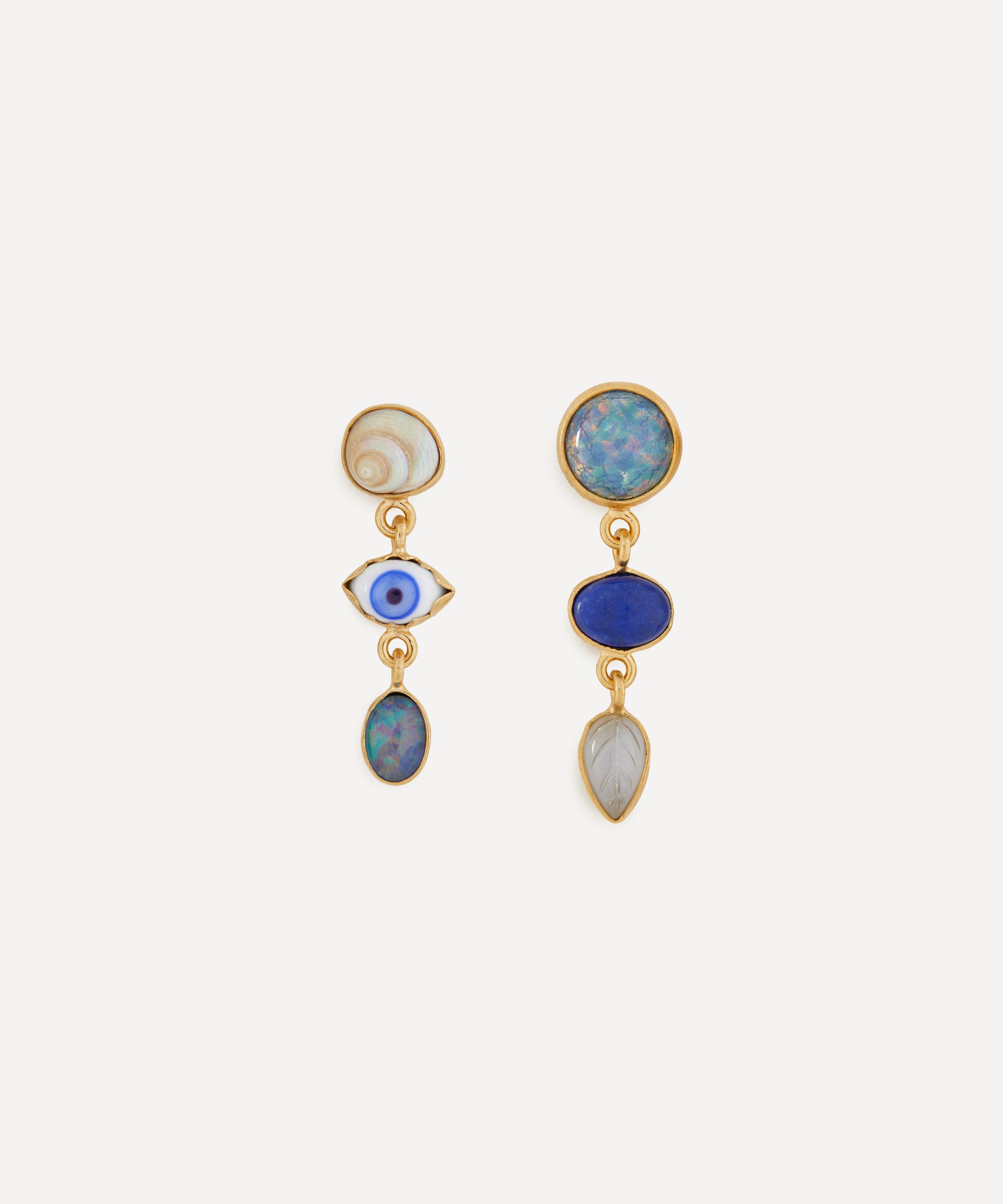 Grainne Morton - 18ct Gold-Plated Three Charm Moving Drop Earrings image number 0