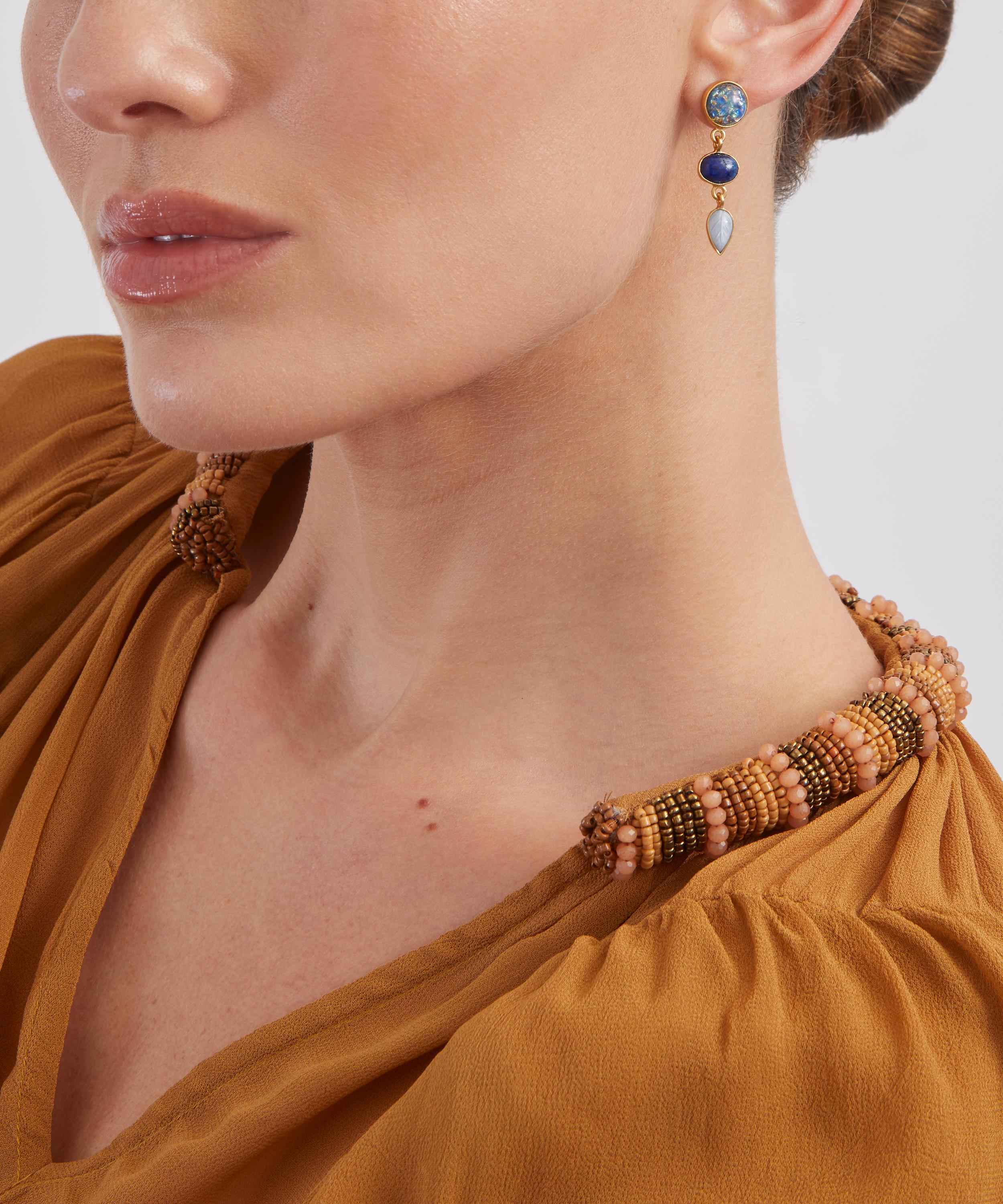 Grainne Morton - 18ct Gold-Plated Three Charm Moving Drop Earrings image number 1