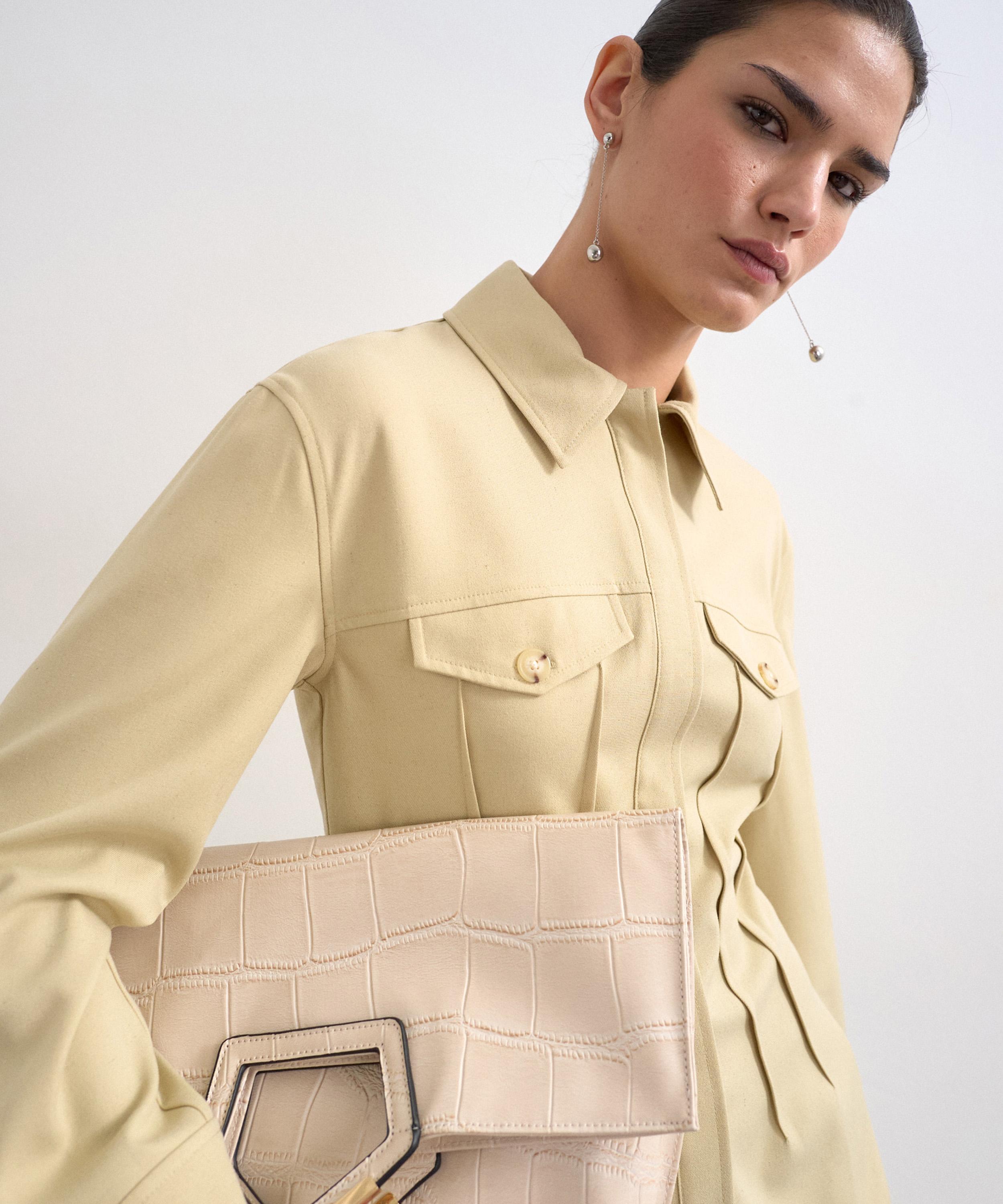 TOPSHOP - Sage Tailored Co-Ord Pleats Shirt image number 3