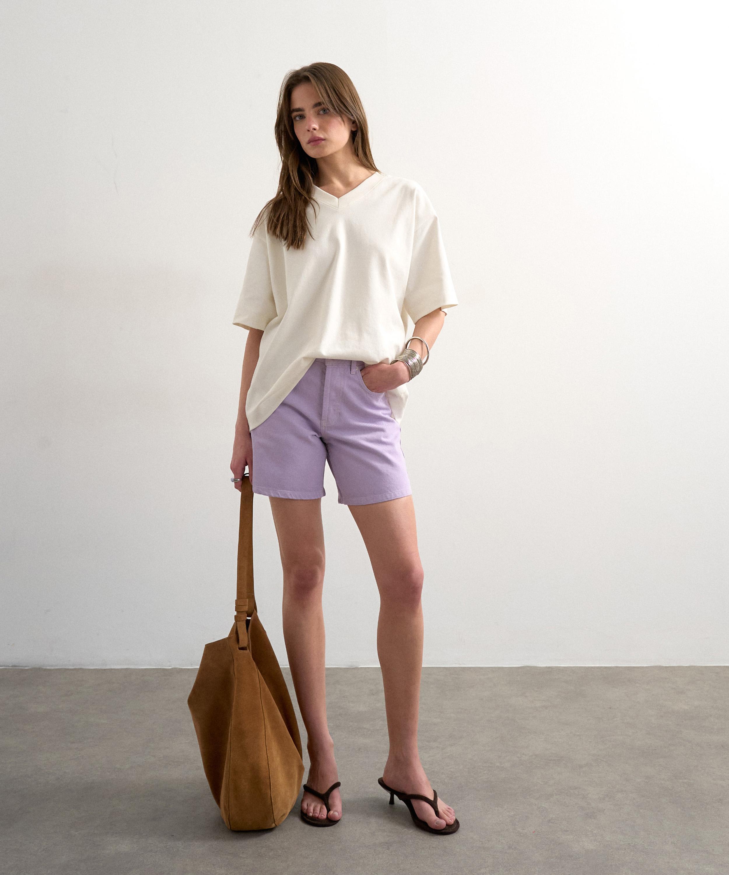 TOPSHOP - Editor Lilac Denim Shorts