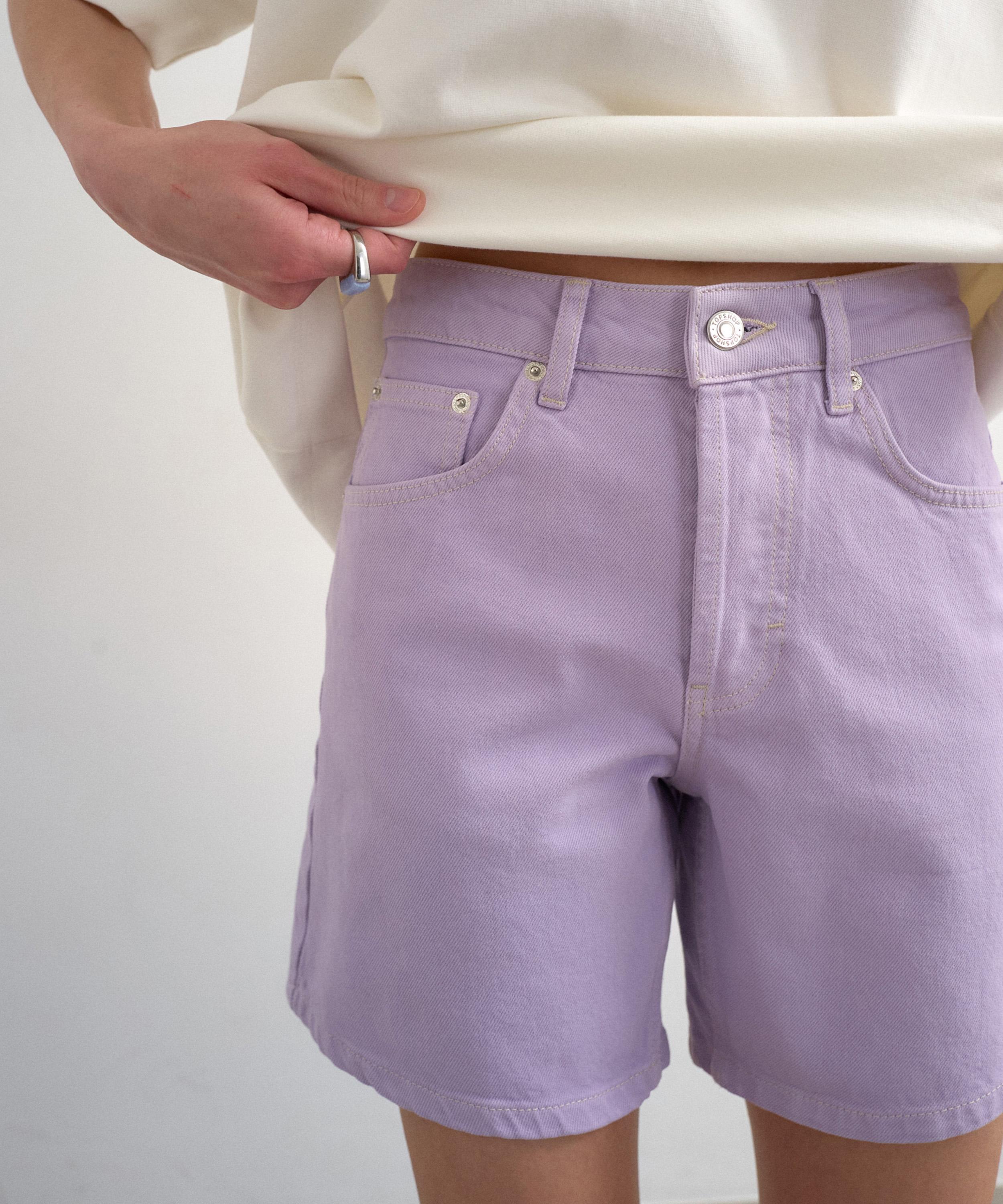 TOPSHOP - Editor Lilac Denim Shorts image number 3