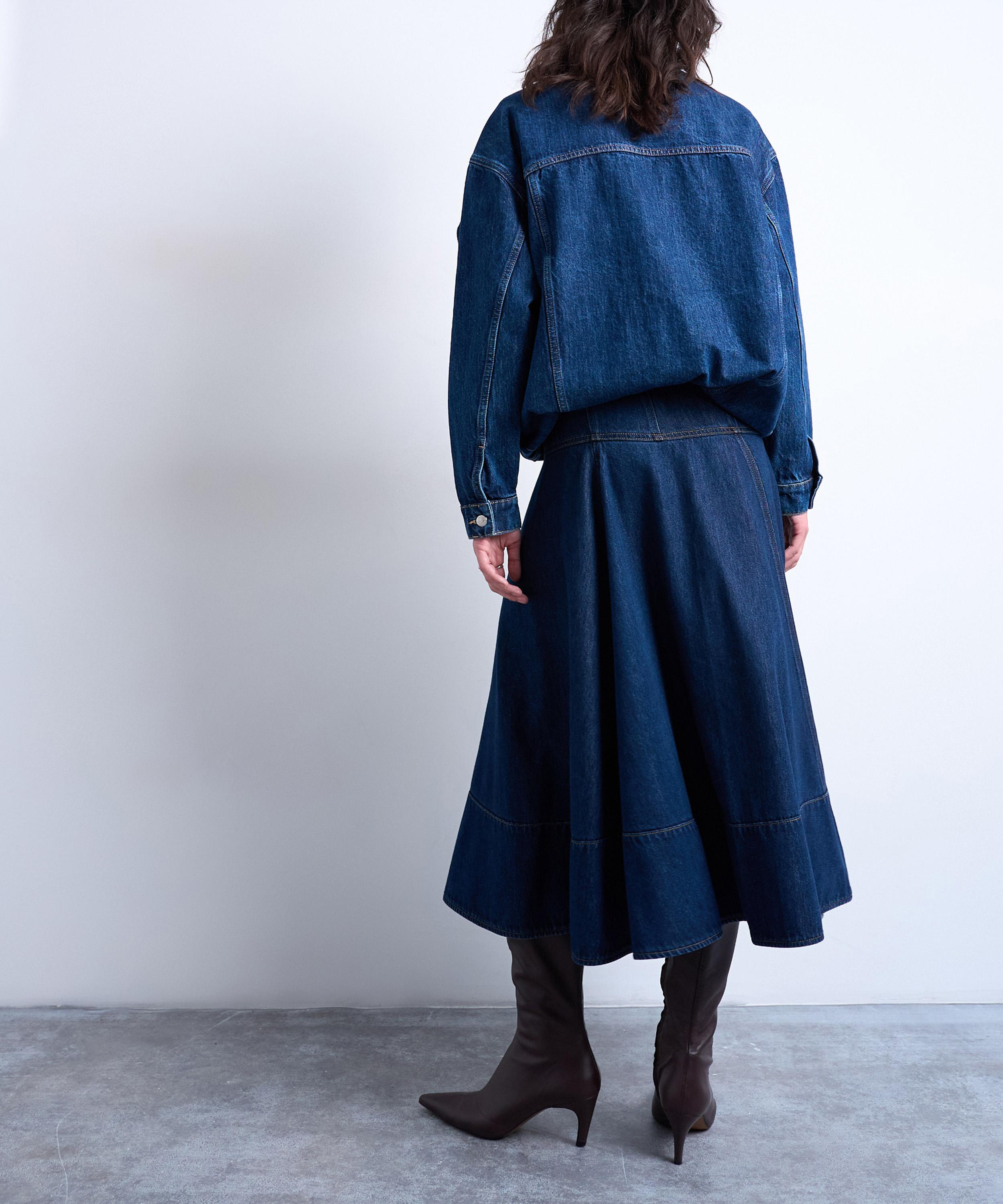 TOPSHOP - Denim Dropped Waist Seamed Skirt image number 2