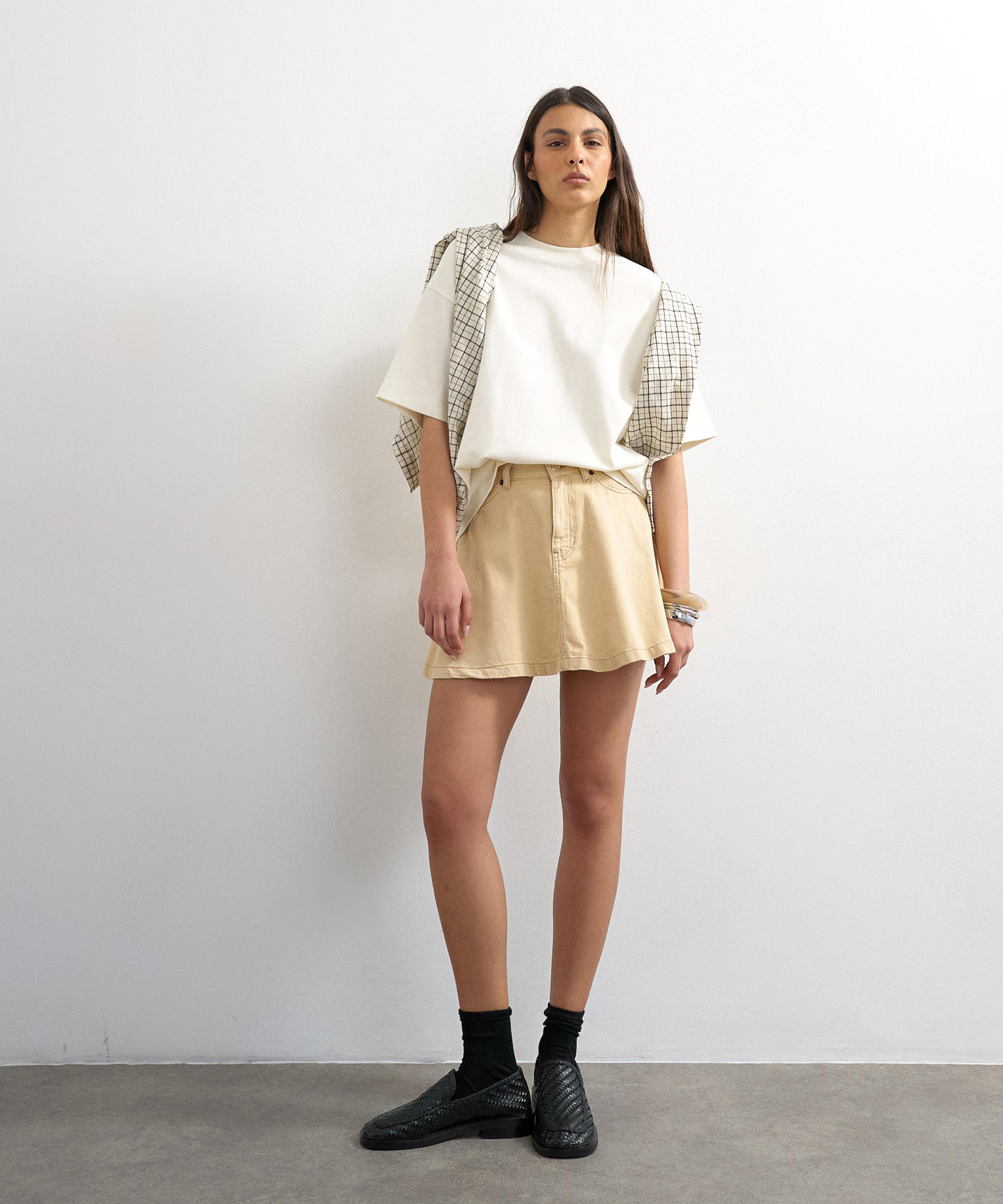 TOPSHOP - Buttermilk Denim Full Mini Skirt