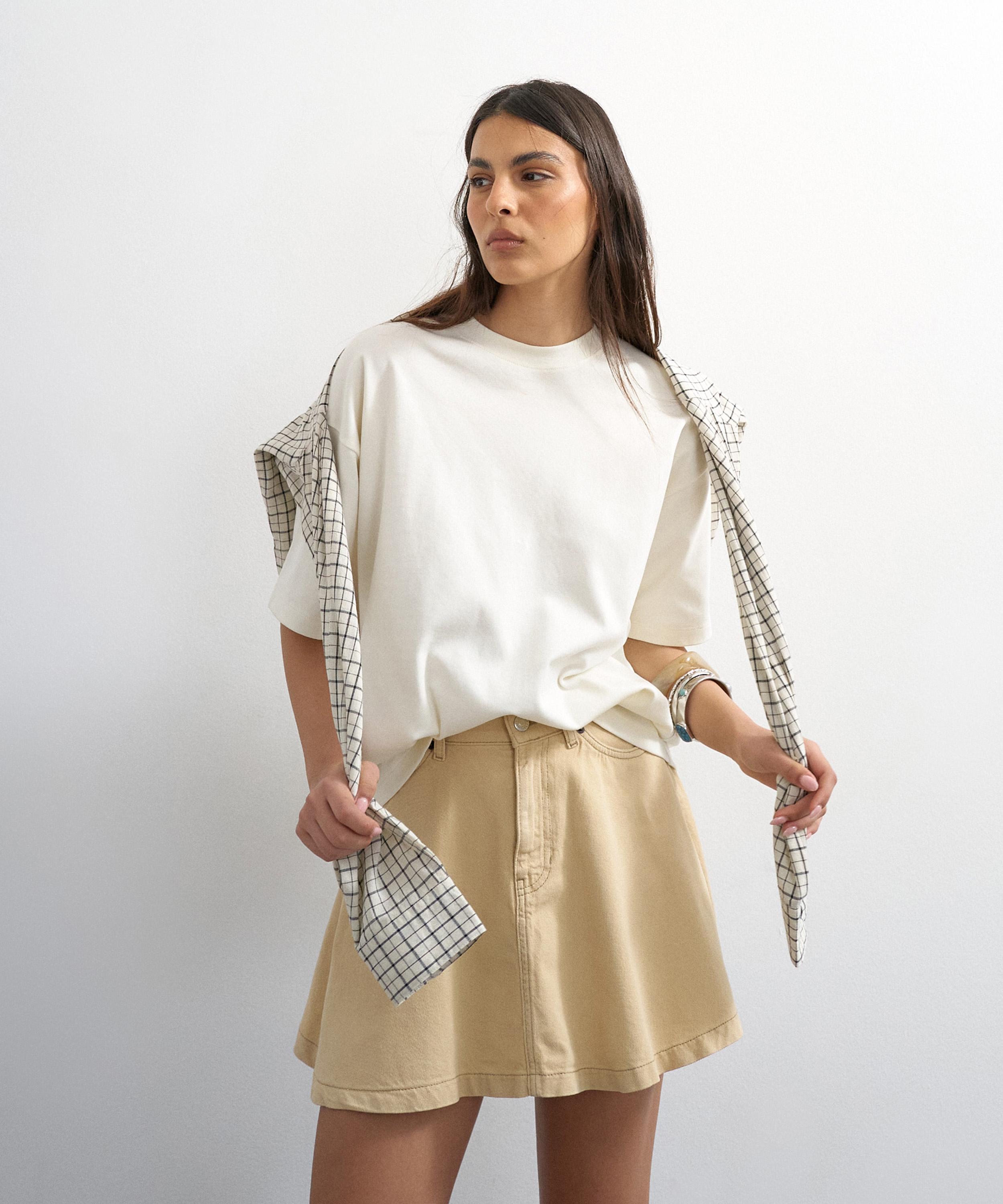 TOPSHOP - Buttermilk Denim Full Mini Skirt image number 1