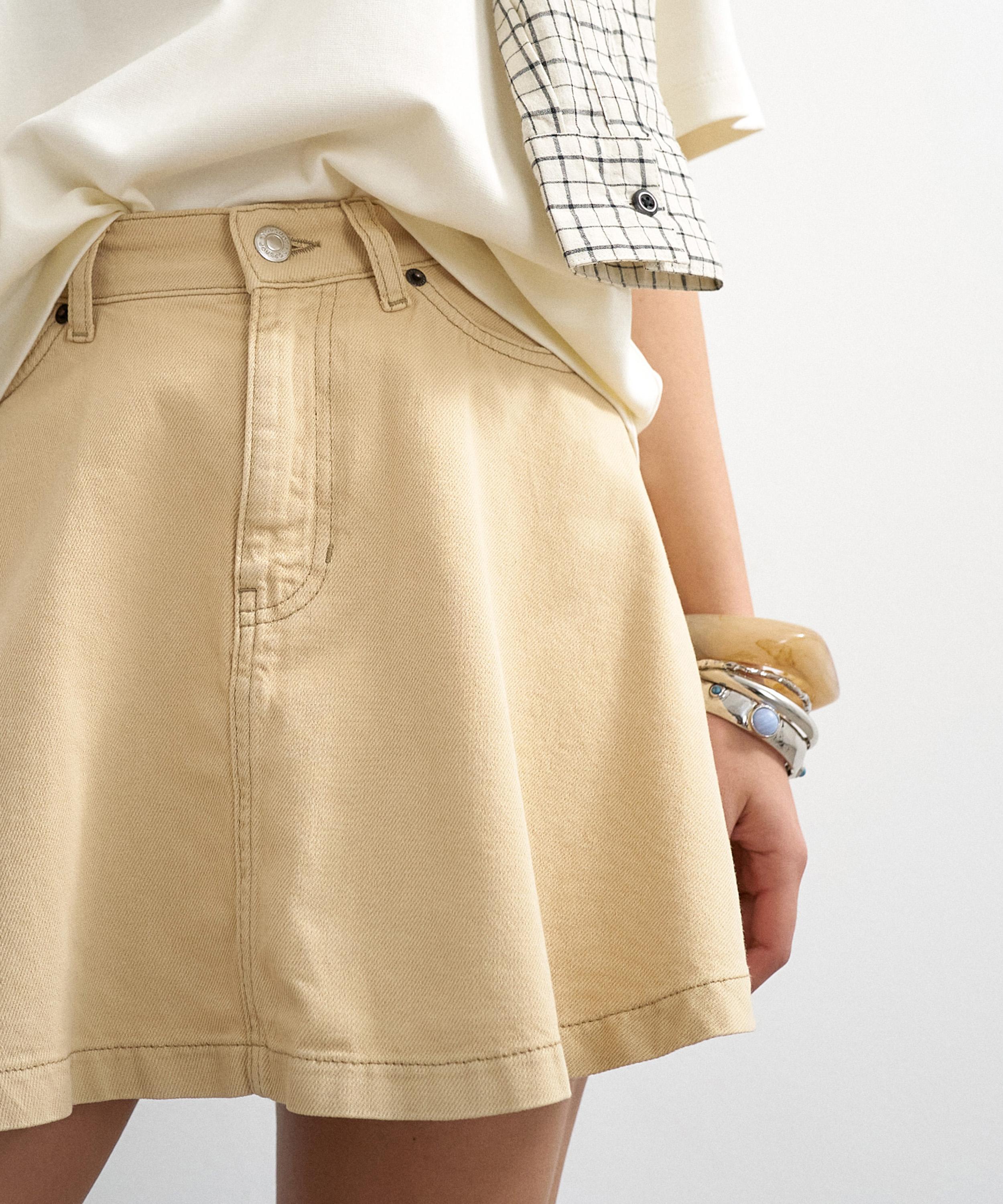 TOPSHOP - Buttermilk Denim Full Mini Skirt image number 3