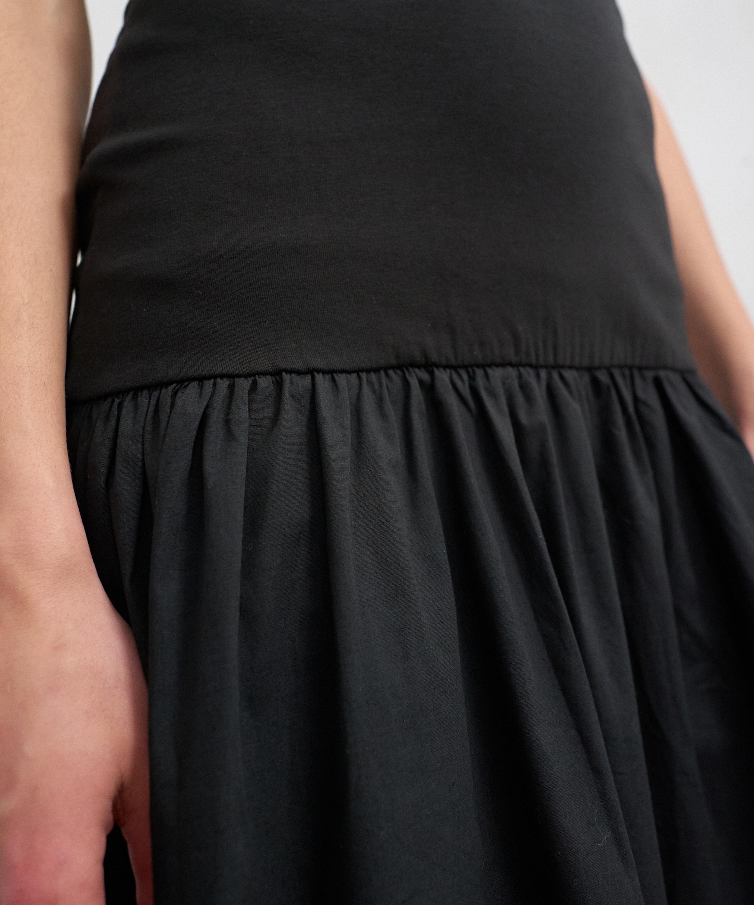 TOPSHOP - Black Drop Waist Poplin Mix Maxi Dress image number 2