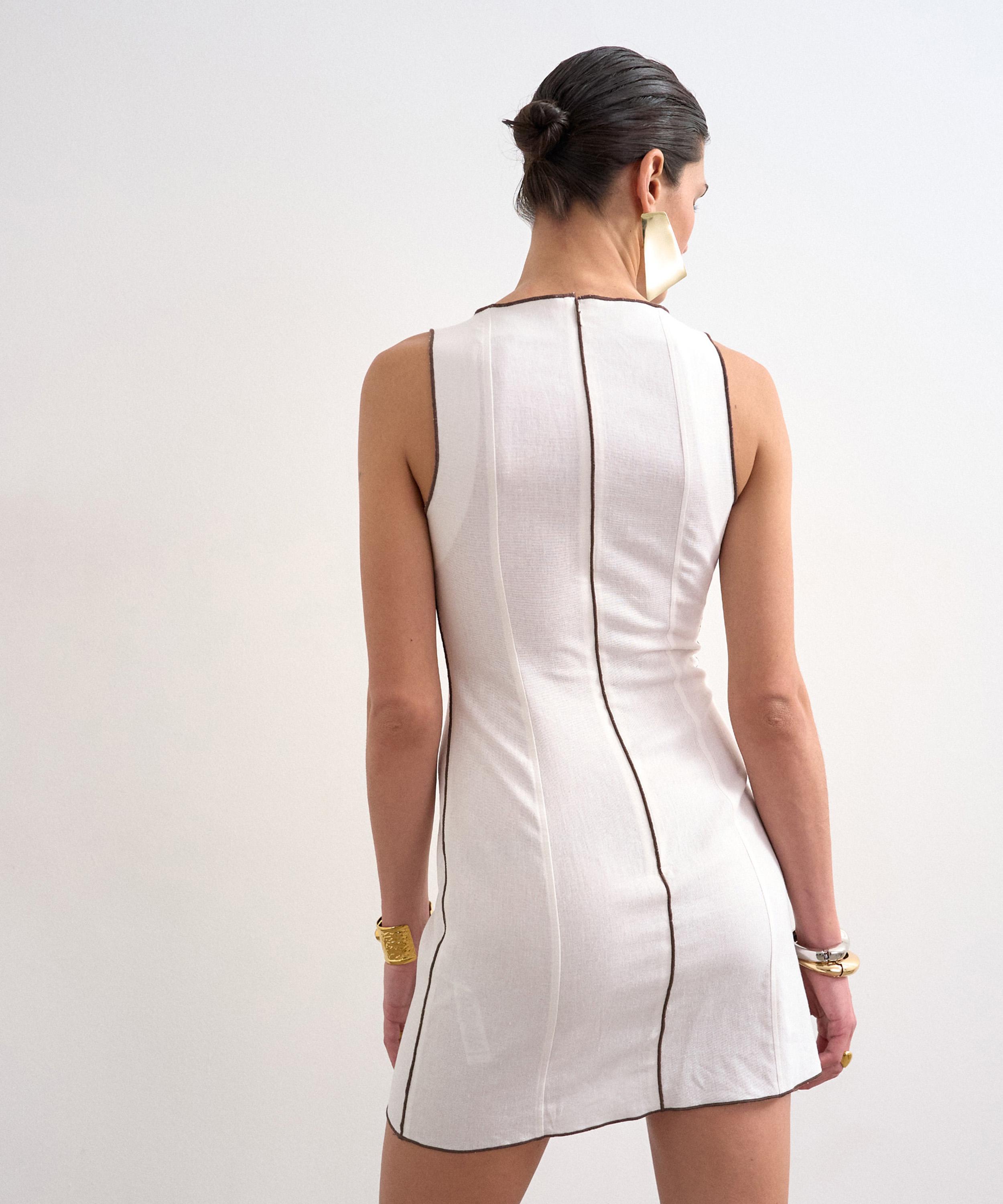 TOPSHOP - Ecru Linen Mini Shift Dress image number 2