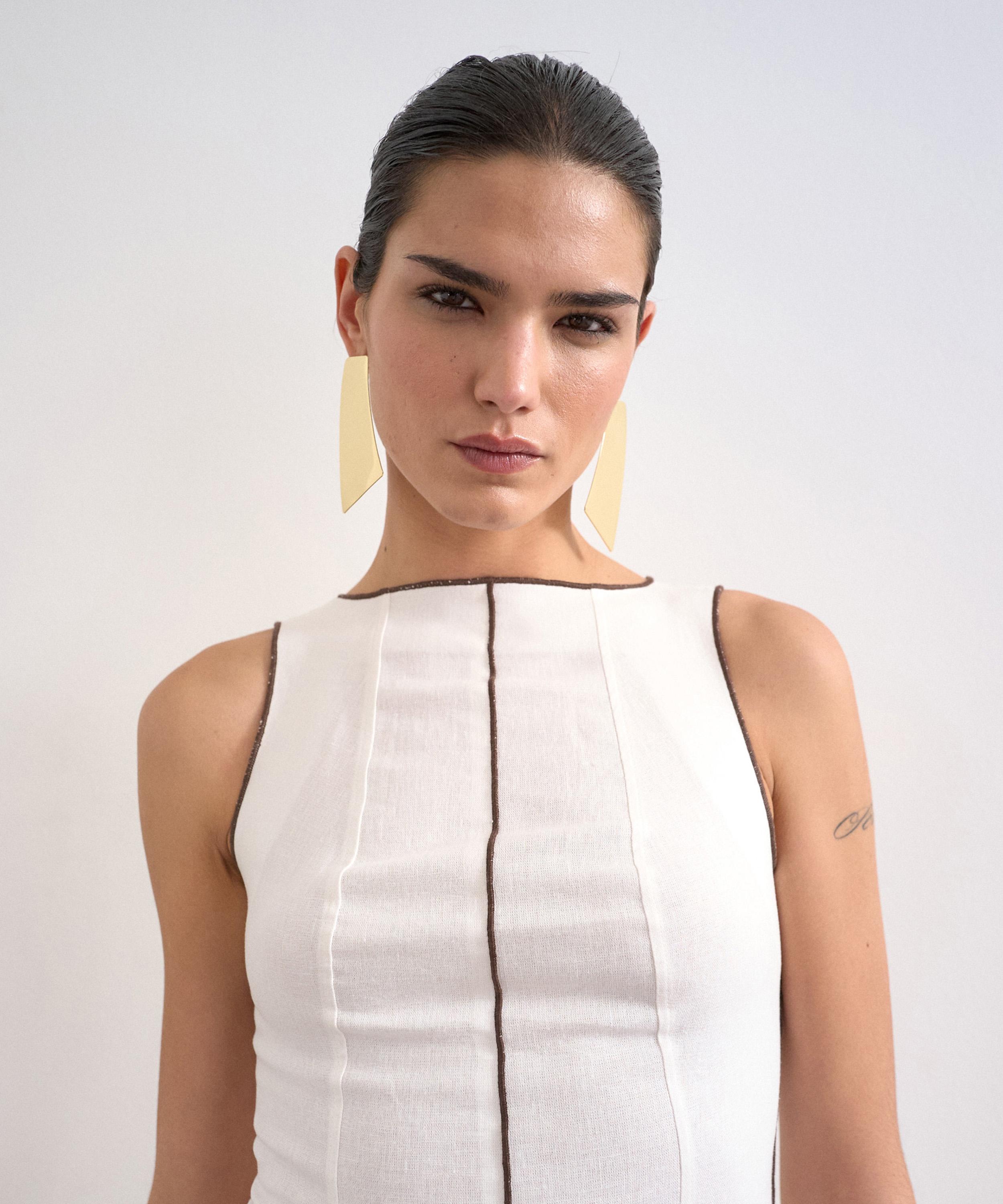 TOPSHOP - Ecru Linen Mini Shift Dress image number 3