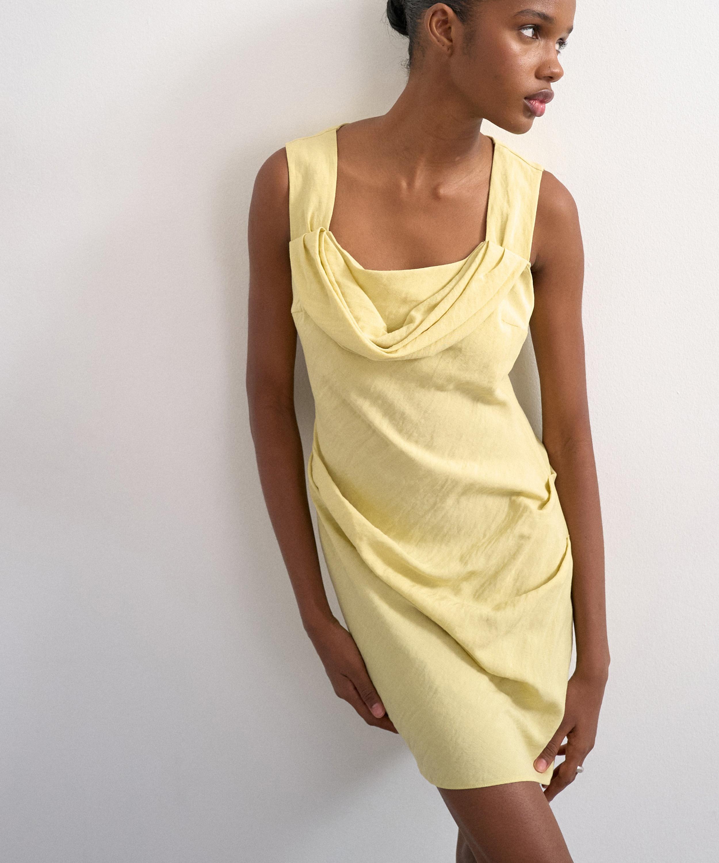 TOPSHOP - Soft Lime Structured Drape Mini Dress image number 1