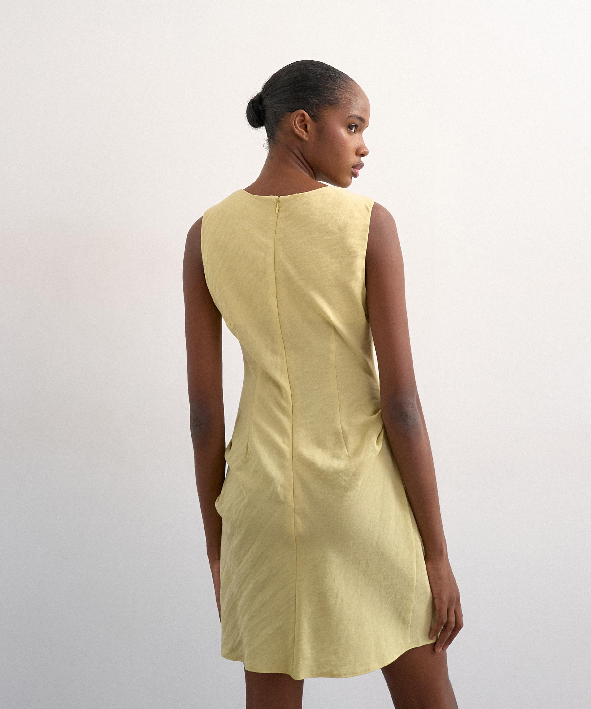 TOPSHOP - Soft Lime Structured Drape Mini Dress image number 2
