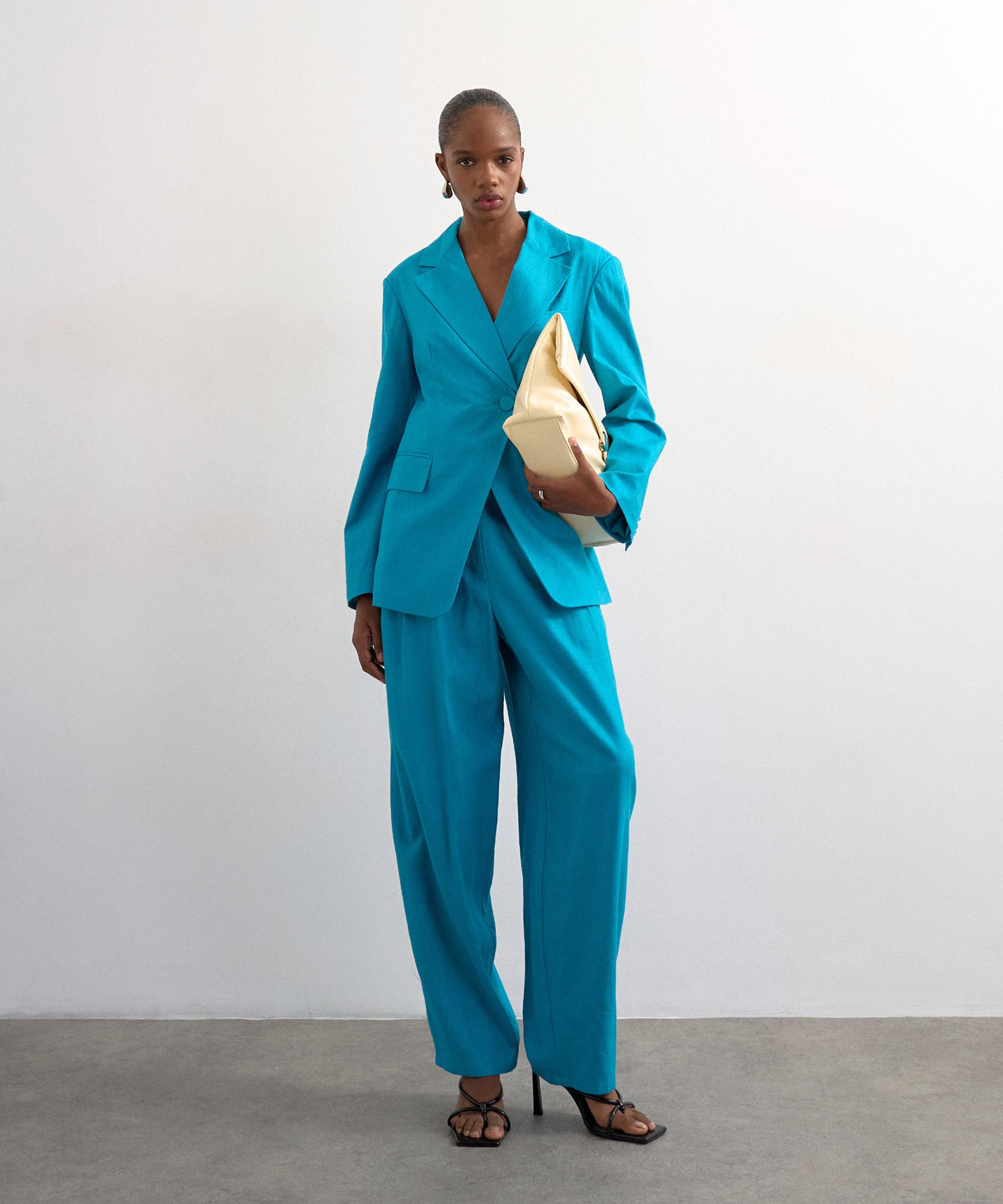 TOPSHOP - Turquoise Co-Ord Occasion Barrel Trousers