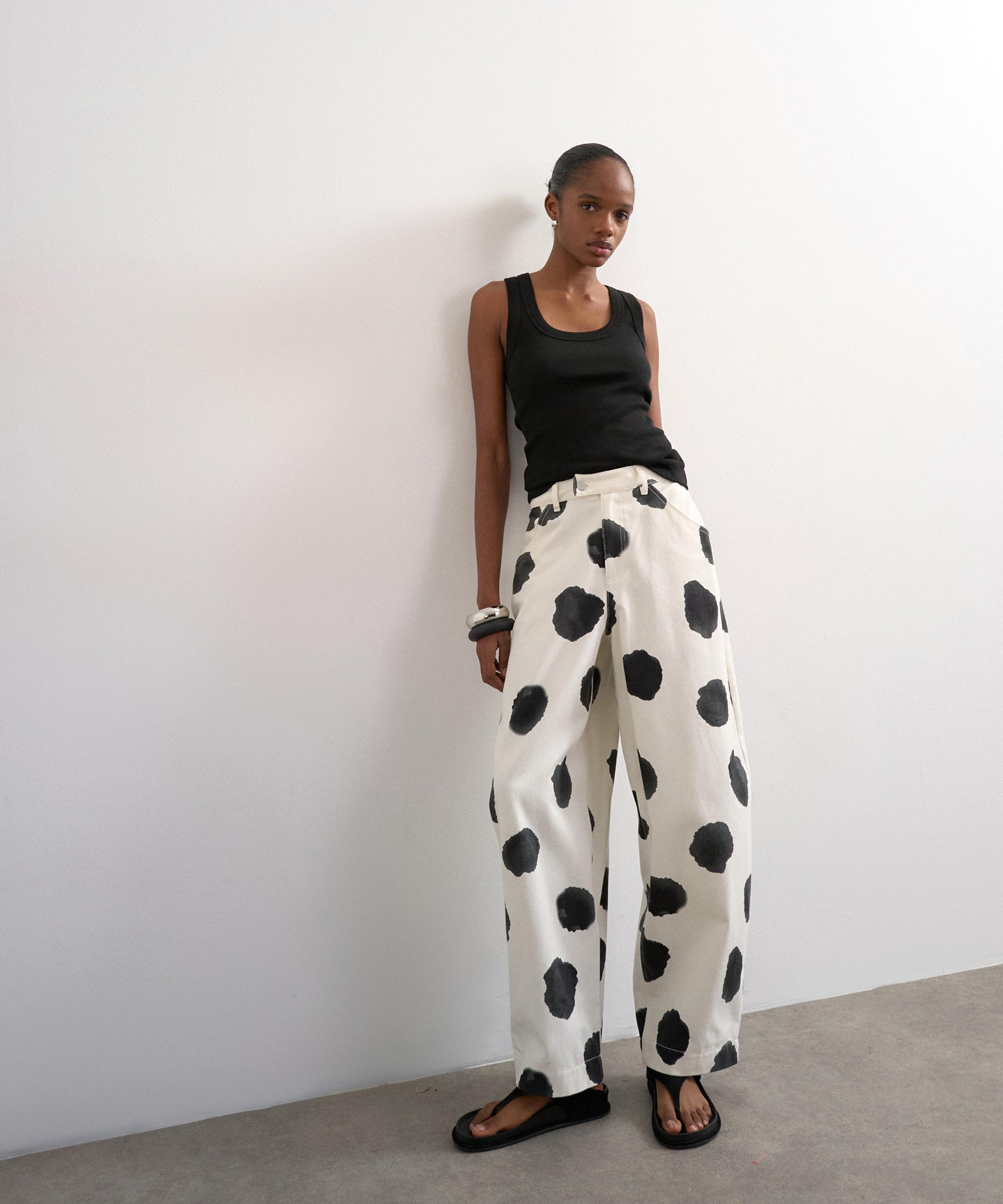 TOPSHOP - Smart Polka-Dot Barrel-Leg Jeans