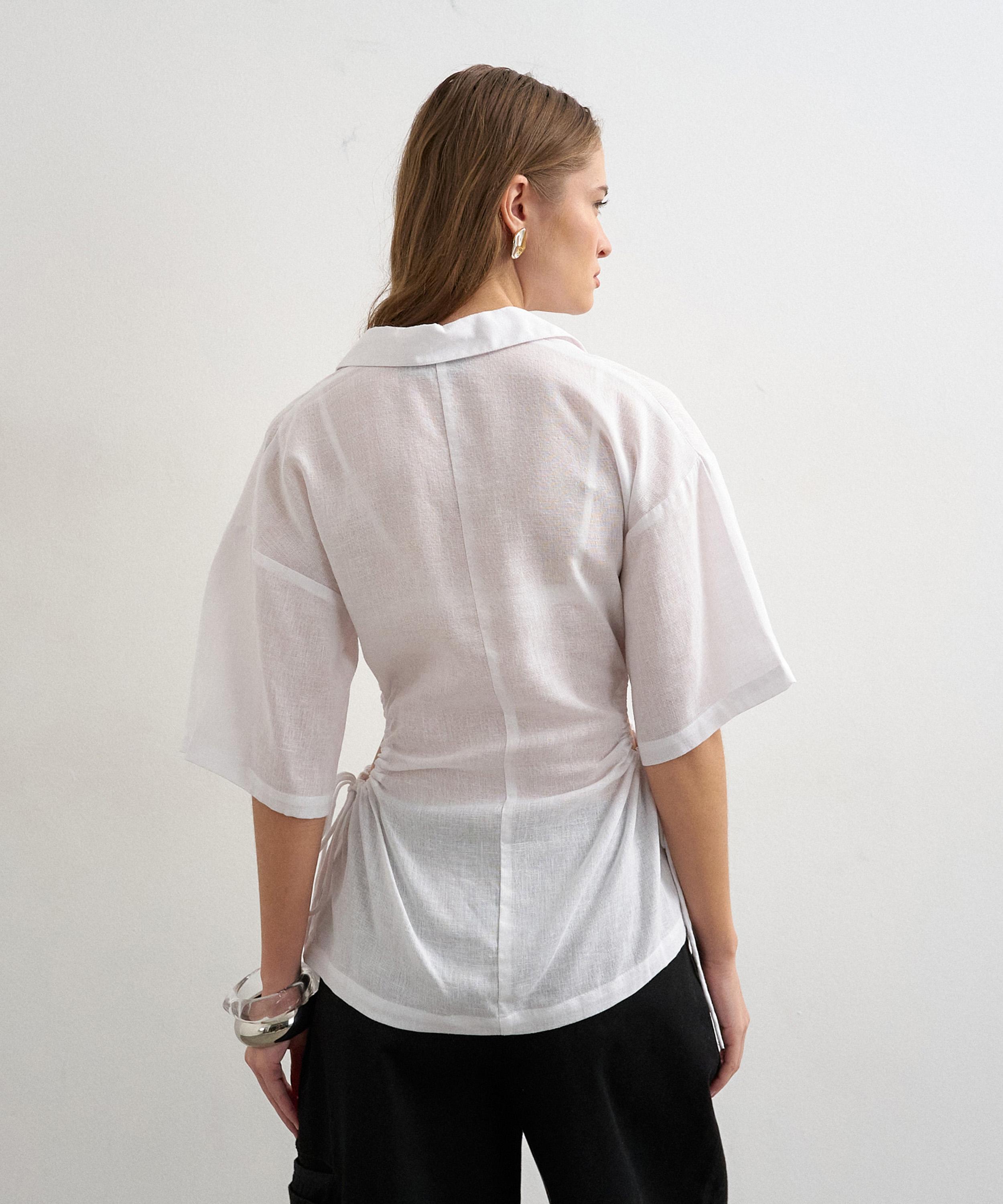 TOPSHOP - Short-Sleeve Gathered Waist Shirt image number 2