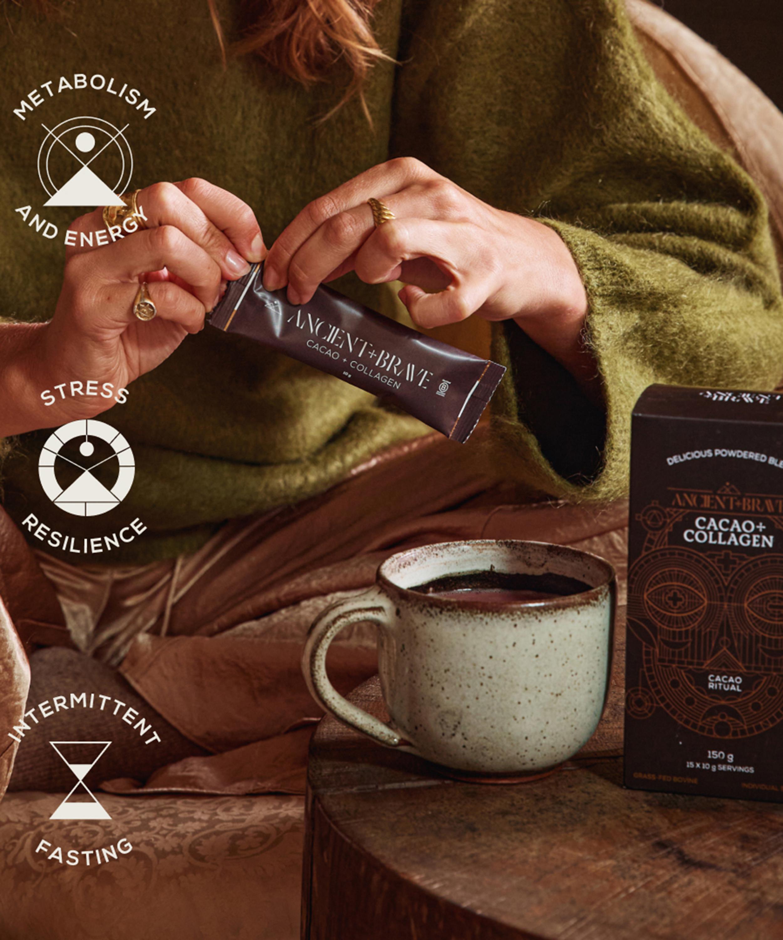 Ancient + Brave - Cacao and Collagen Sachets 15x10g image number 