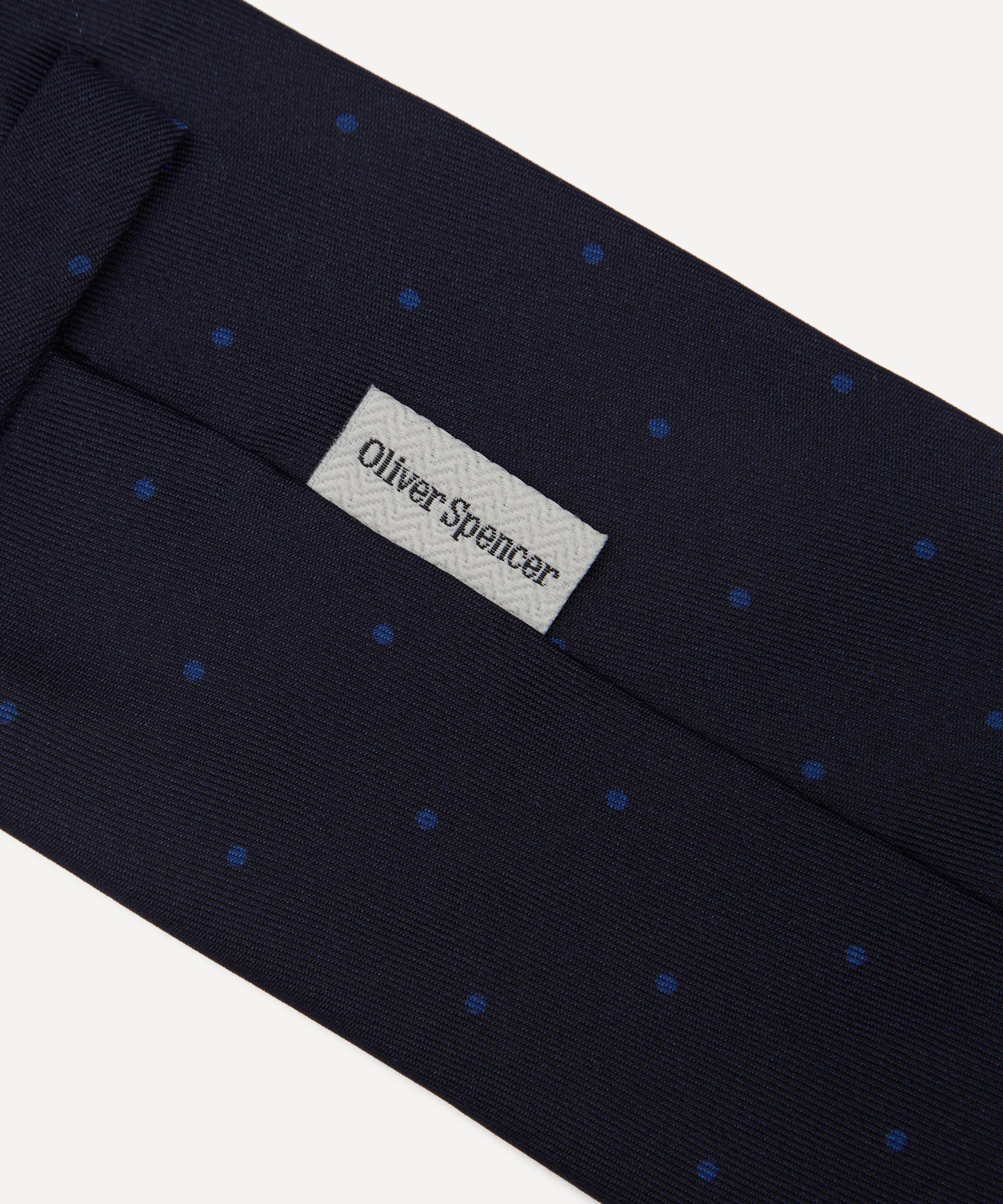 Oliver Spencer - Blue Polka Dot Silk Tie image number 1