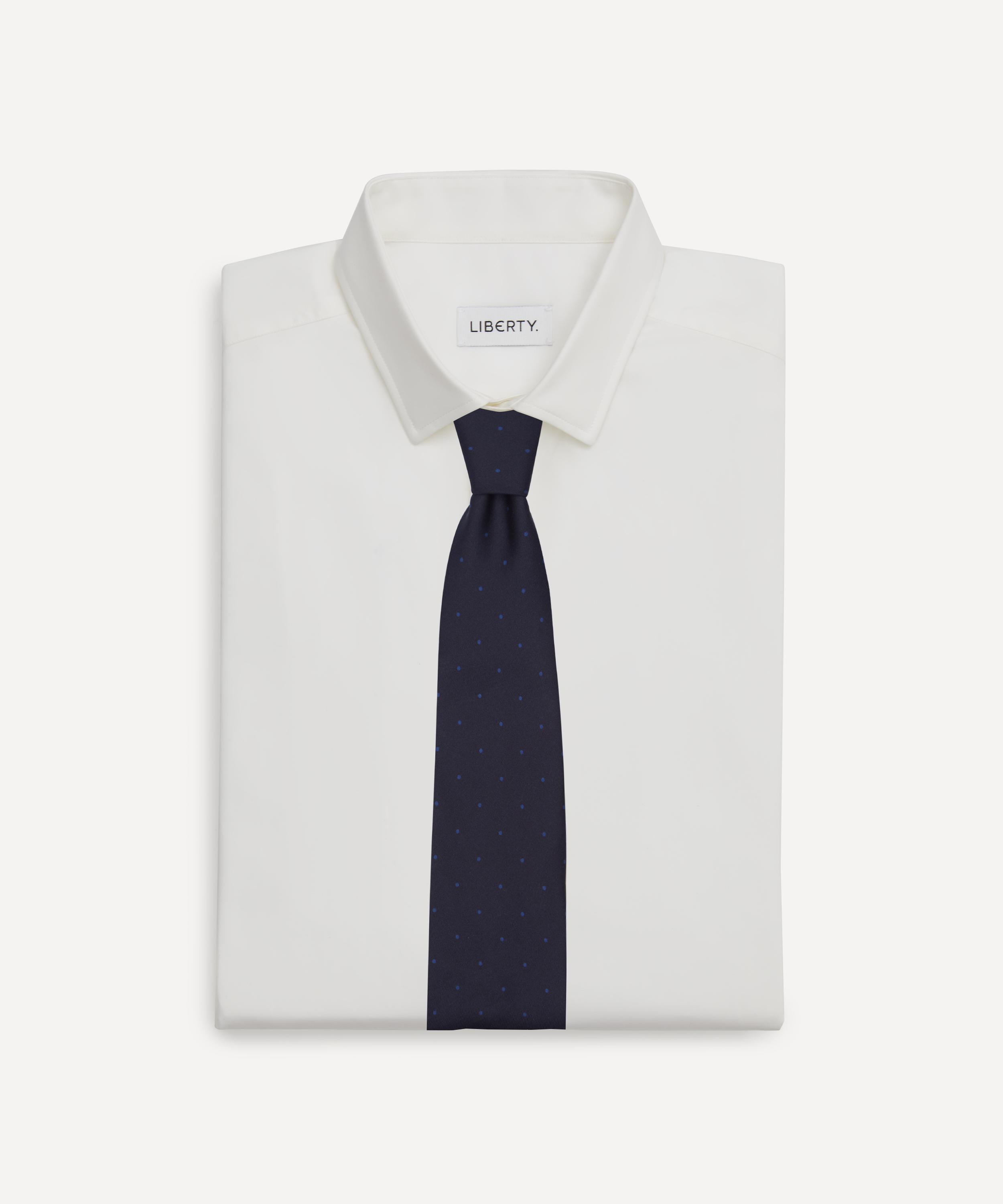 Oliver Spencer - Blue Polka Dot Silk Tie image number 2