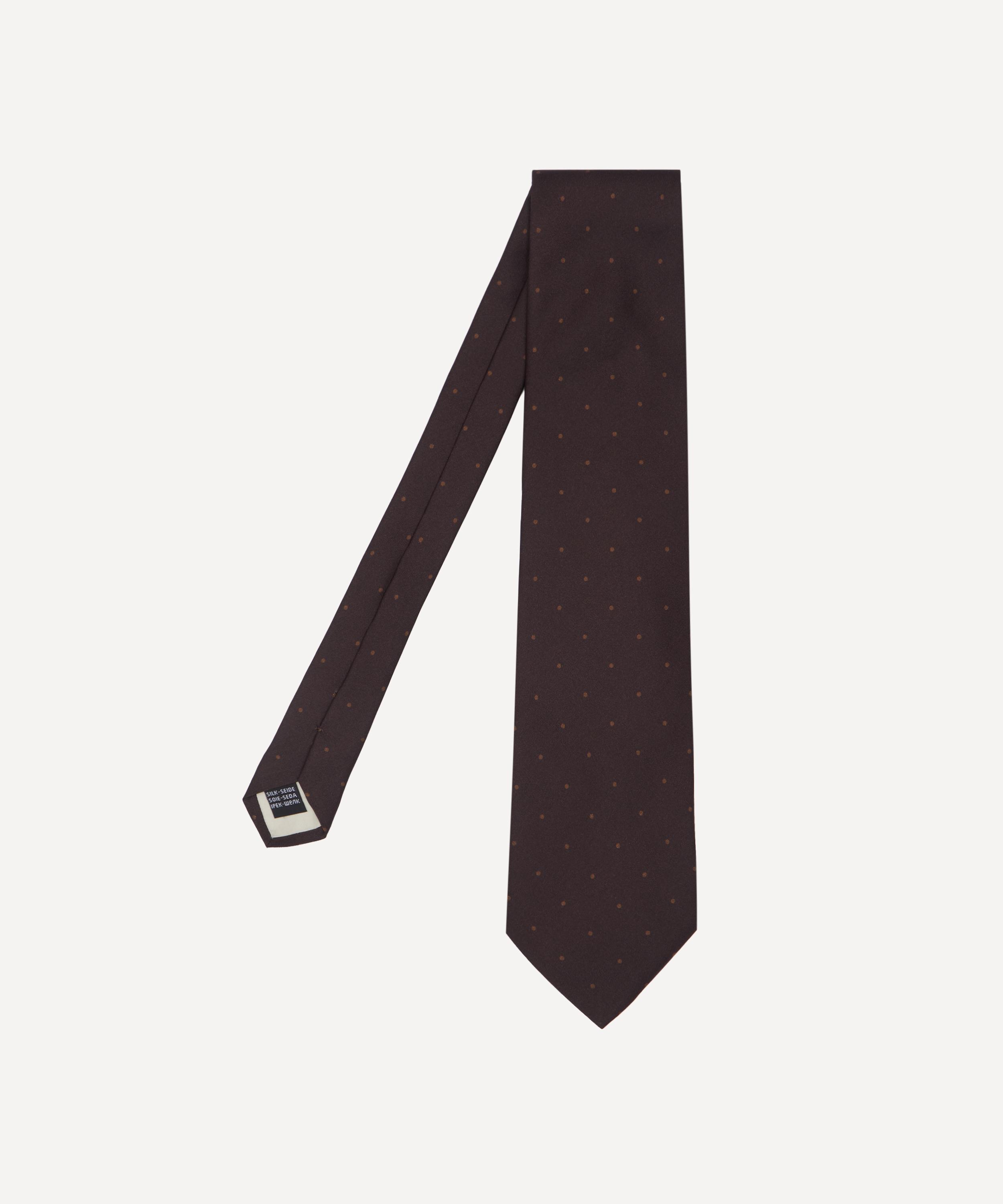 Oliver Spencer - Brown Polka Dot Silk Tie
