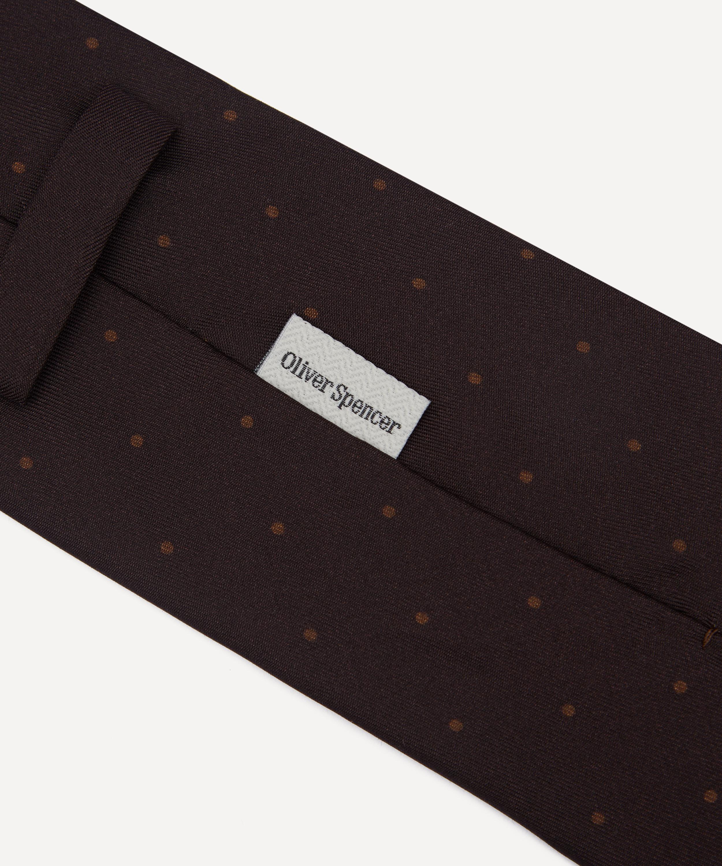 Oliver Spencer - Brown Polka Dot Silk Tie image number 1