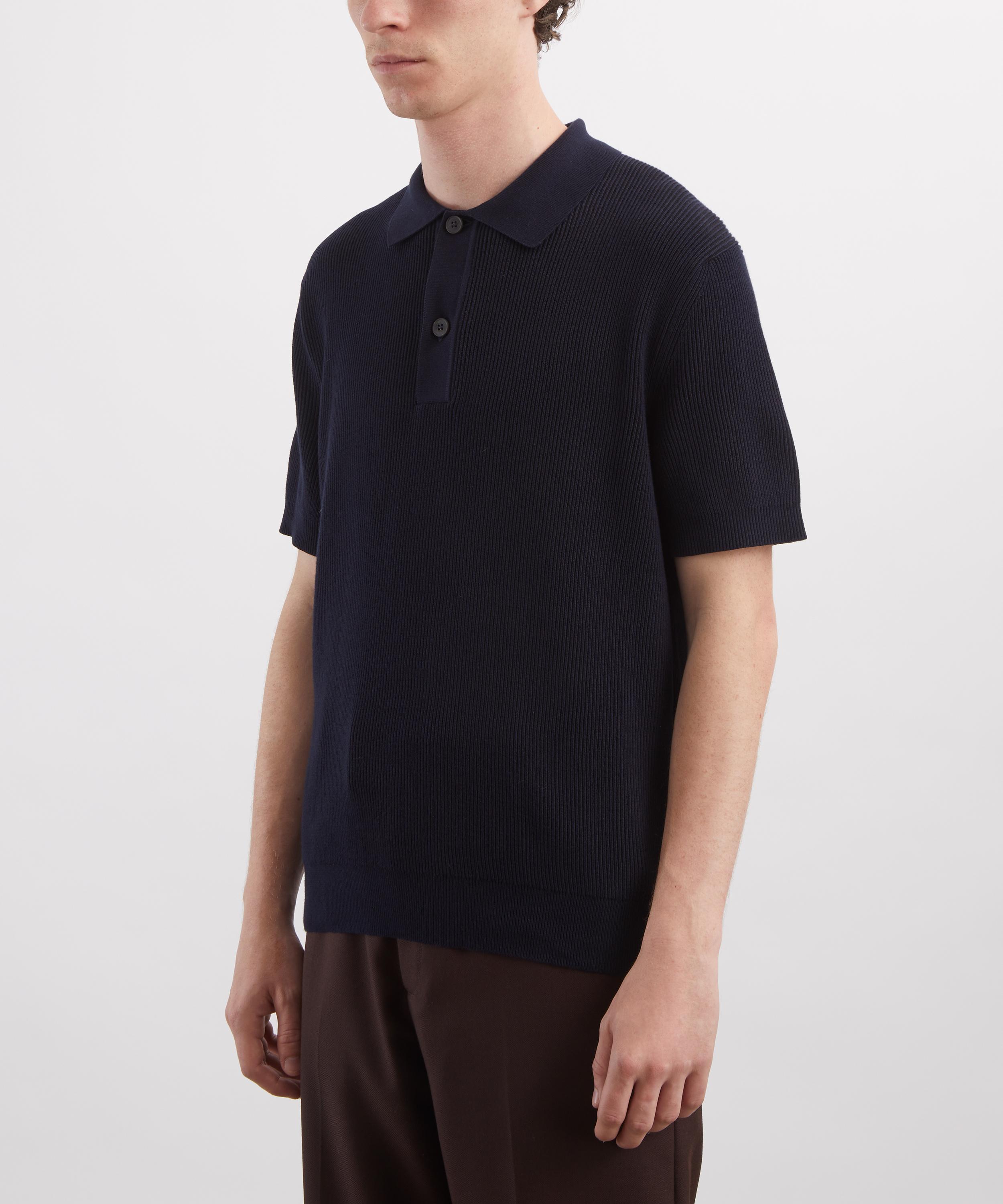 Sunspel - Navy Contrast Rib Polo Shirt image number 2