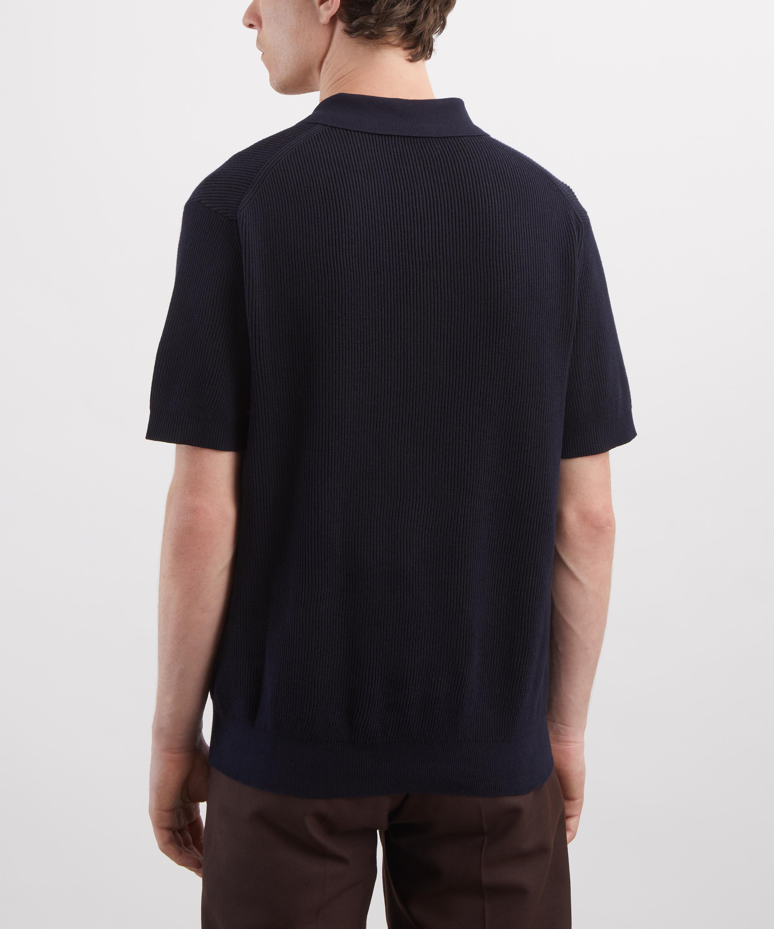 Sunspel - Navy Contrast Rib Polo Shirt image number 3