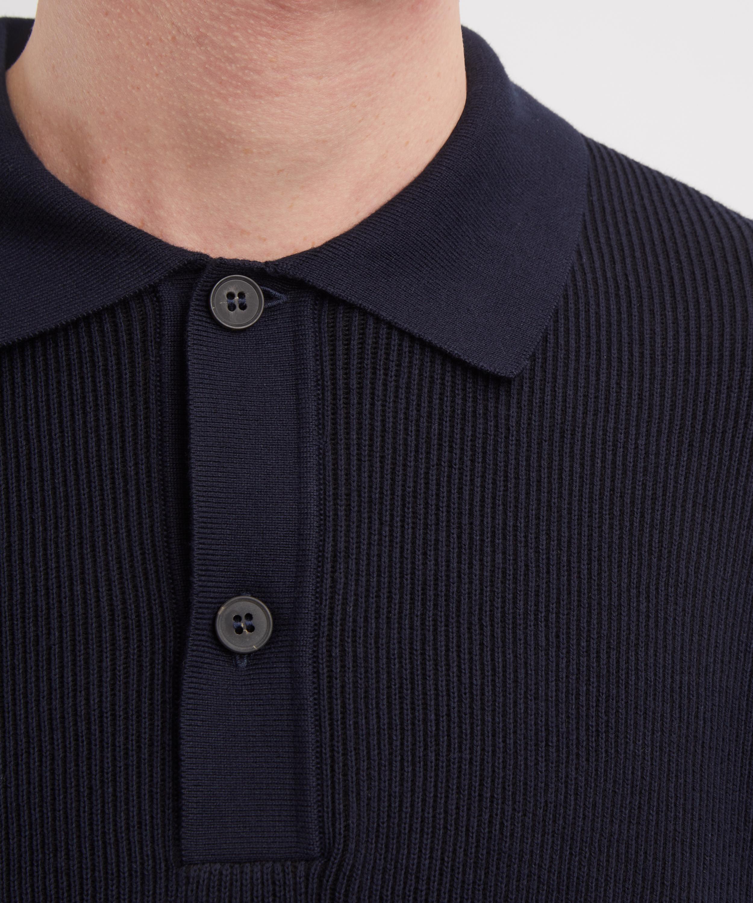 Sunspel - Navy Contrast Rib Polo Shirt image number 4