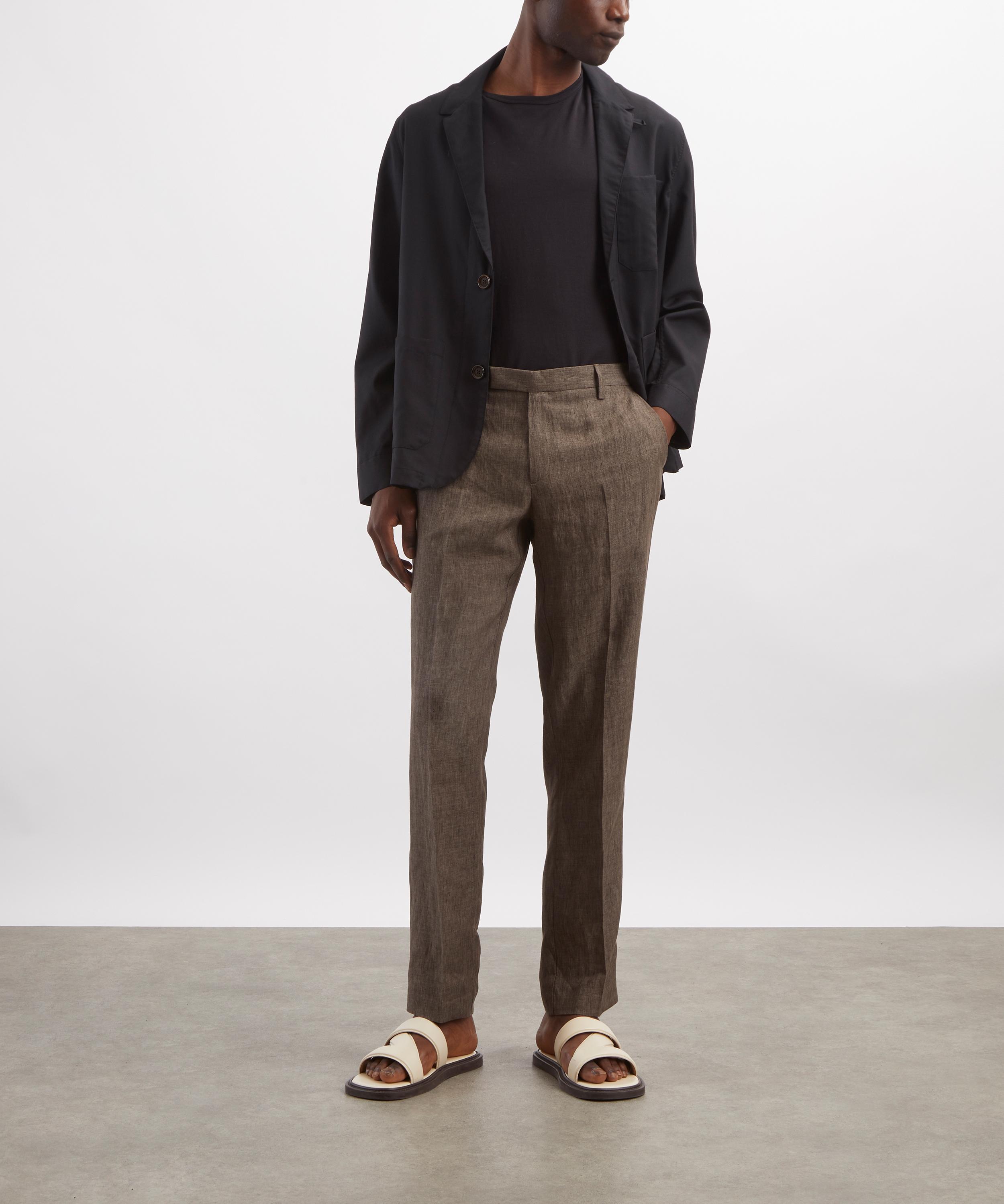 Sunspel - Dark Walnut Linen Straight-Leg Trousers image number 1