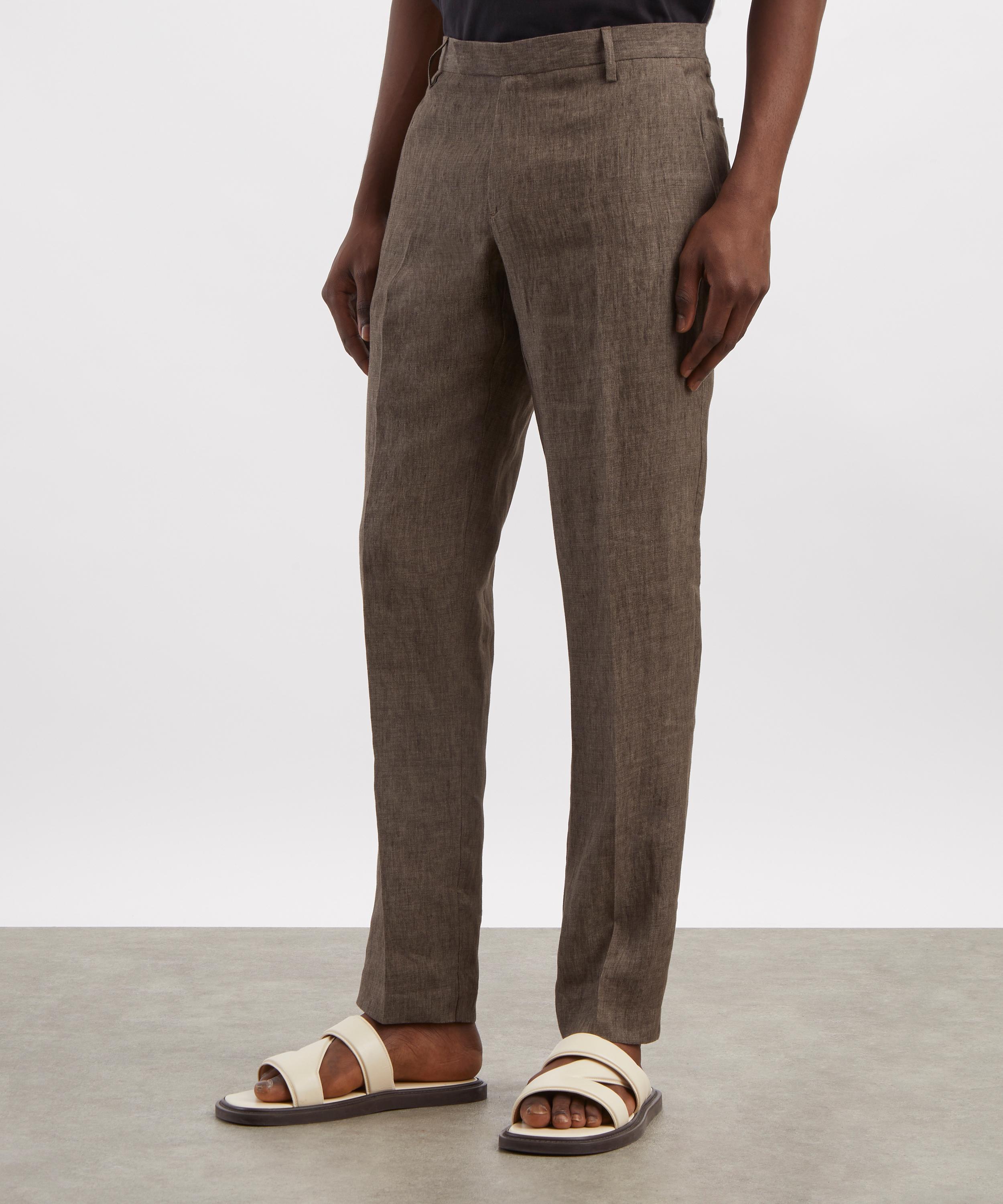 Sunspel - Dark Walnut Linen Straight-Leg Trousers image number 2