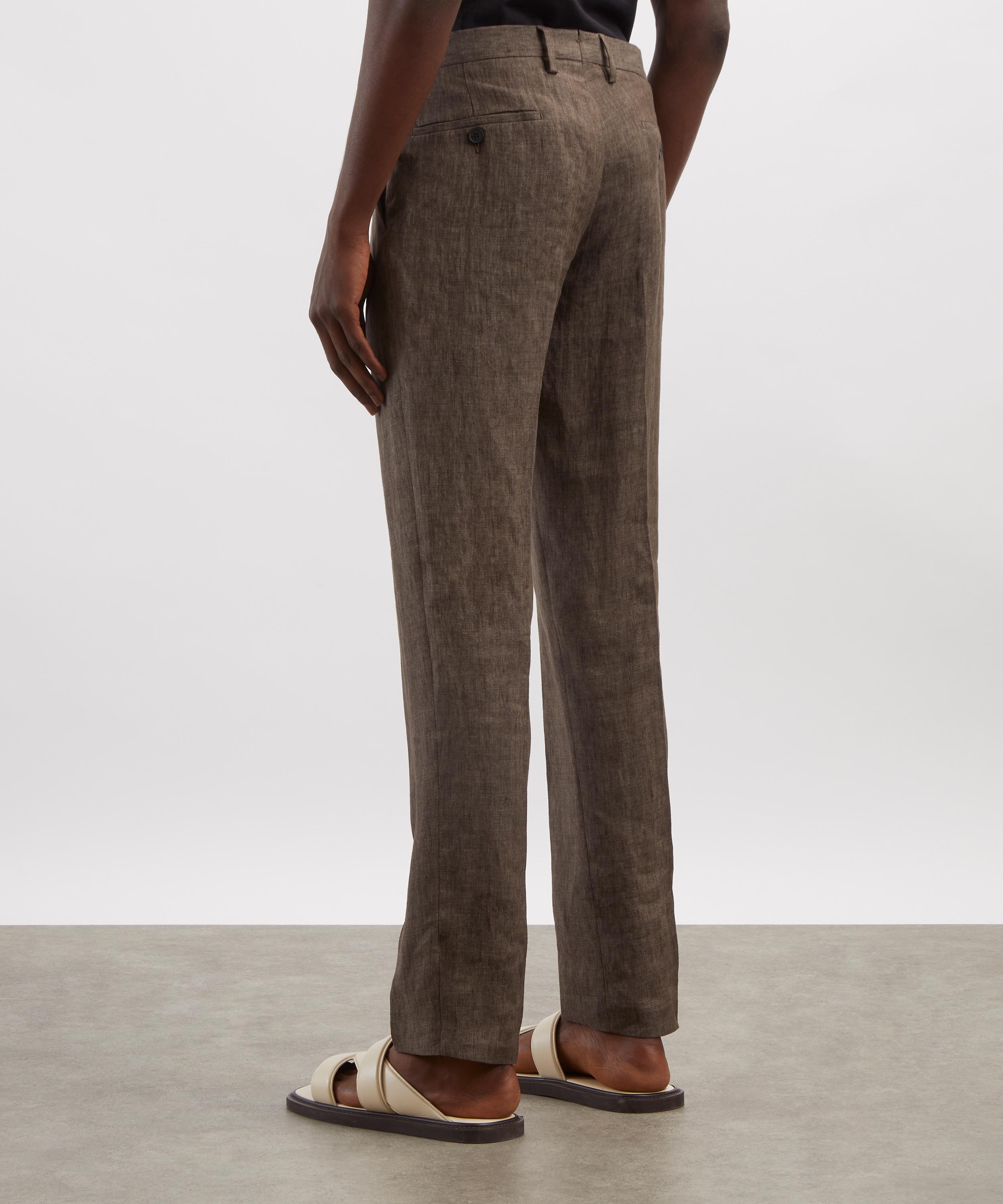 Sunspel - Dark Walnut Linen Straight-Leg Trousers image number 3
