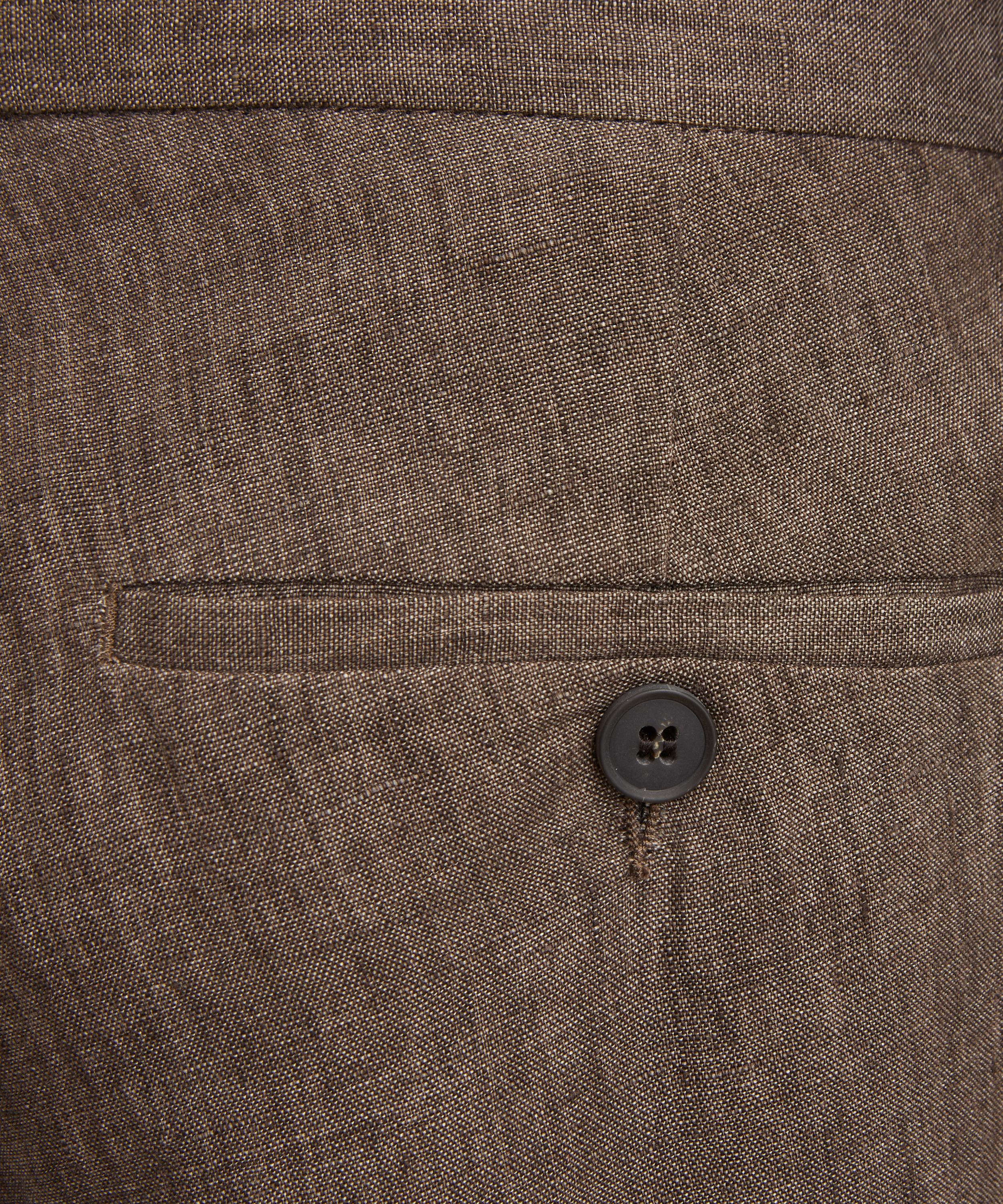 Sunspel - Dark Walnut Linen Straight-Leg Trousers image number 4