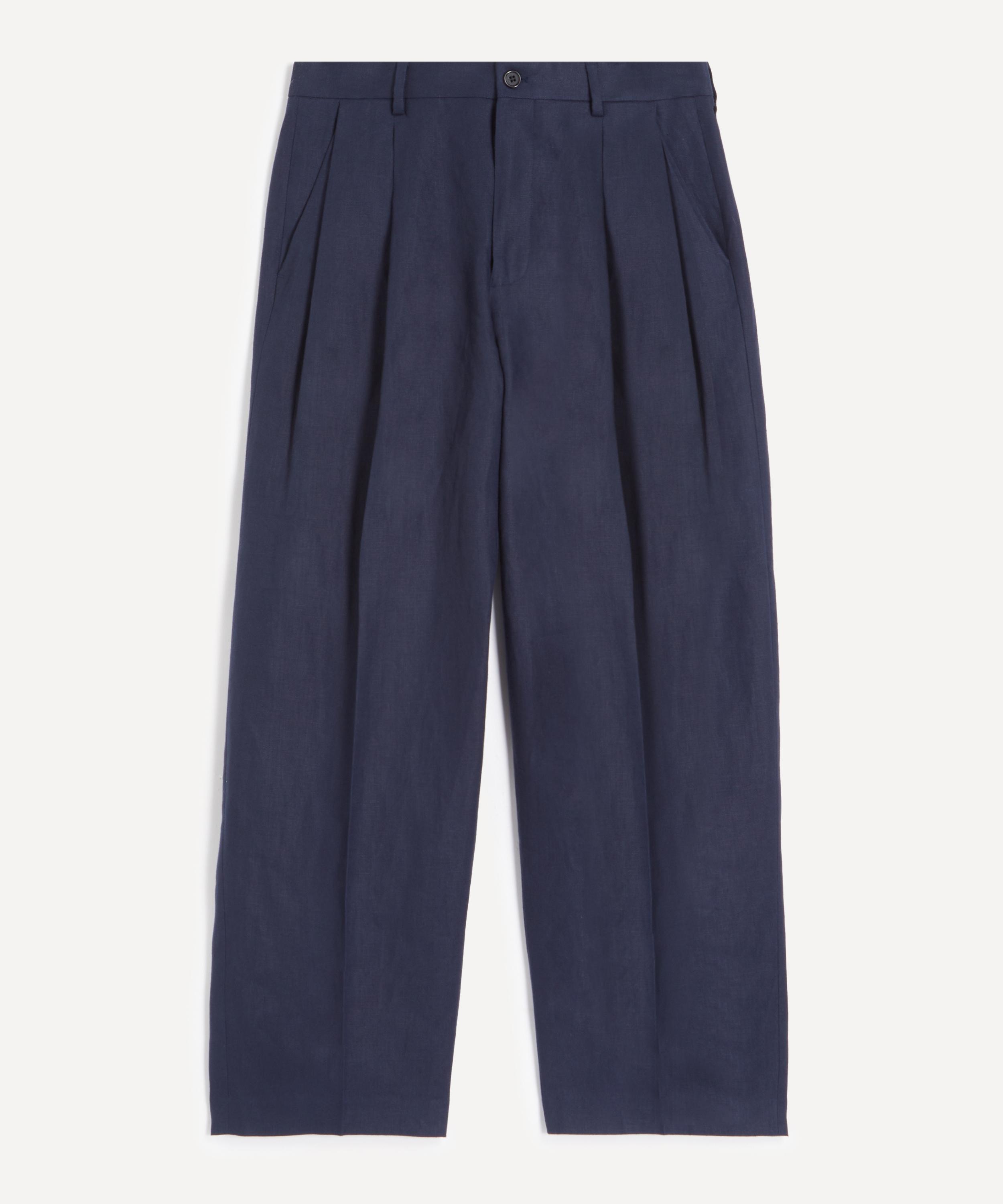 NN07 - Justin Navy Relaxed Fit Linen Trousers