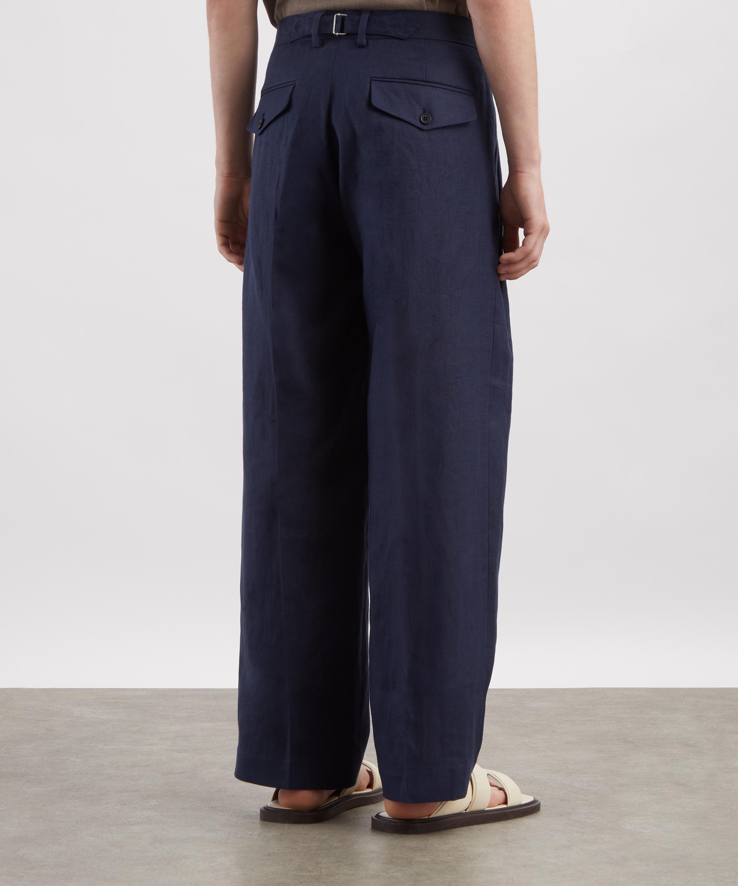 NN07 - Justin Navy Relaxed Fit Linen Trousers image number 3