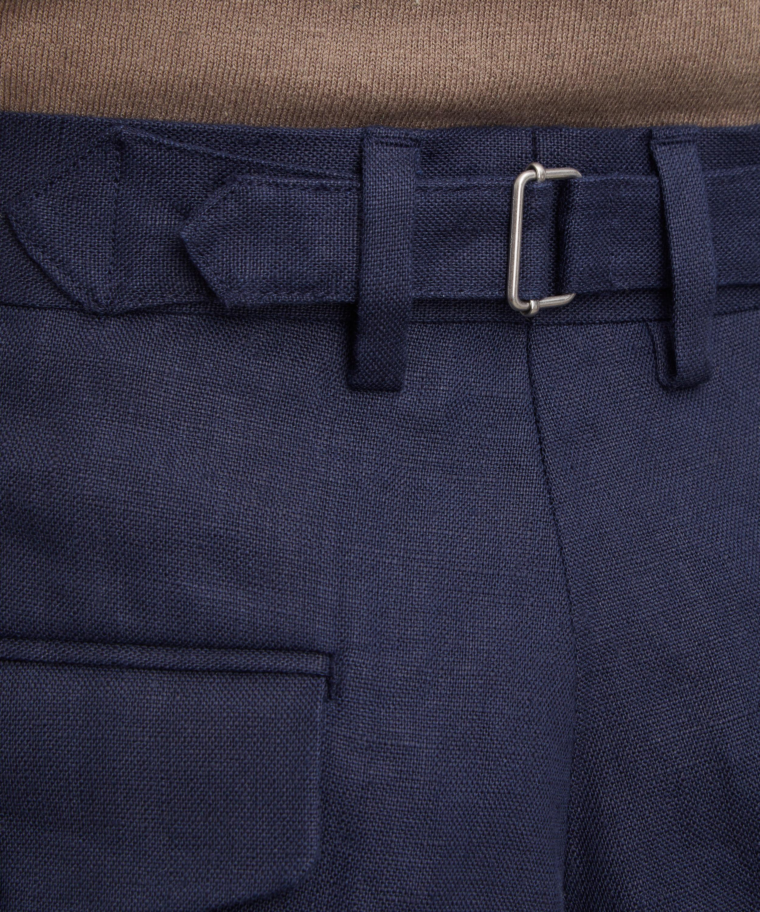 NN07 - Justin Navy Relaxed Fit Linen Trousers image number 4