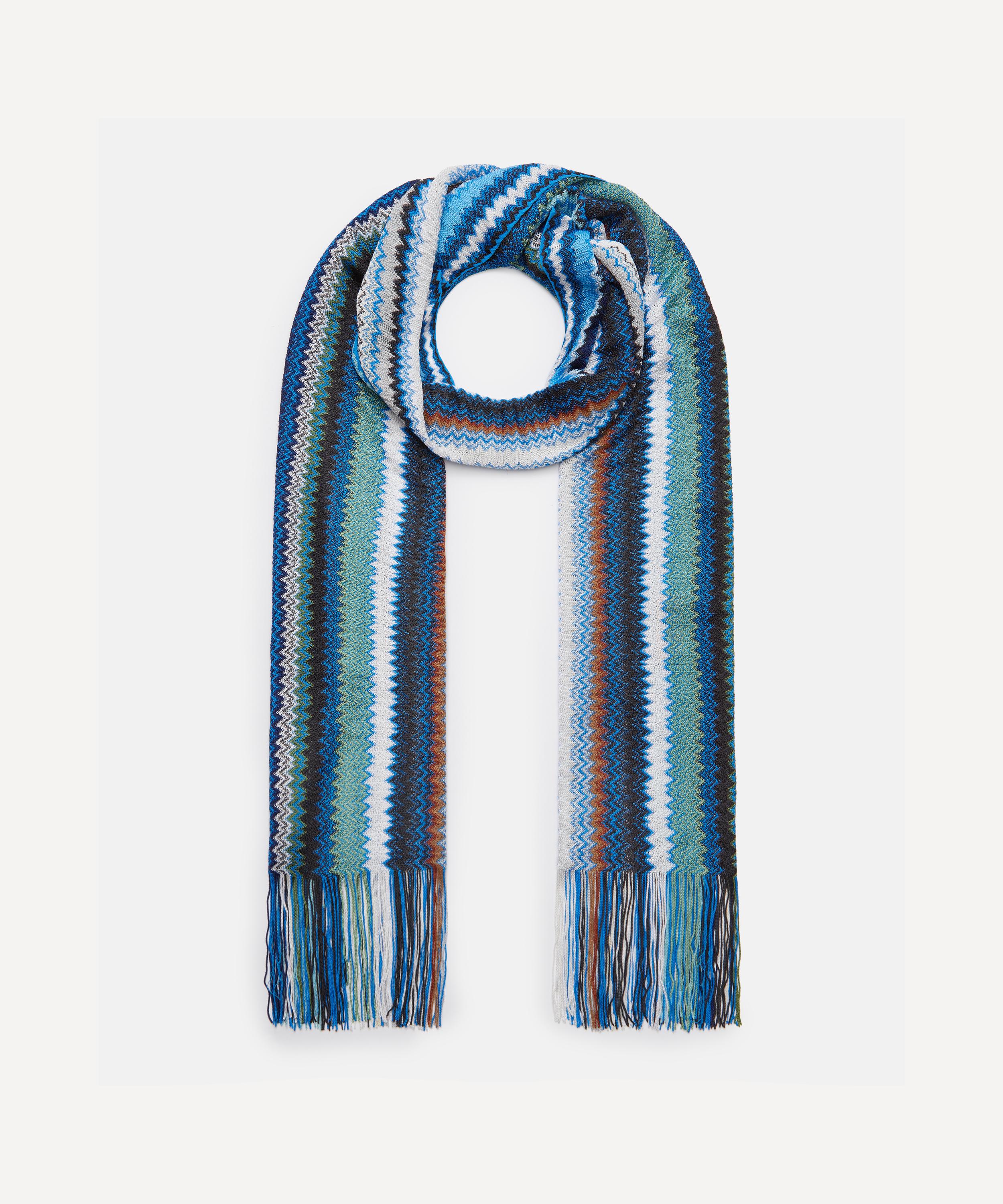 Missoni - Fringed Zig-Zag Blue Scarf image number 0