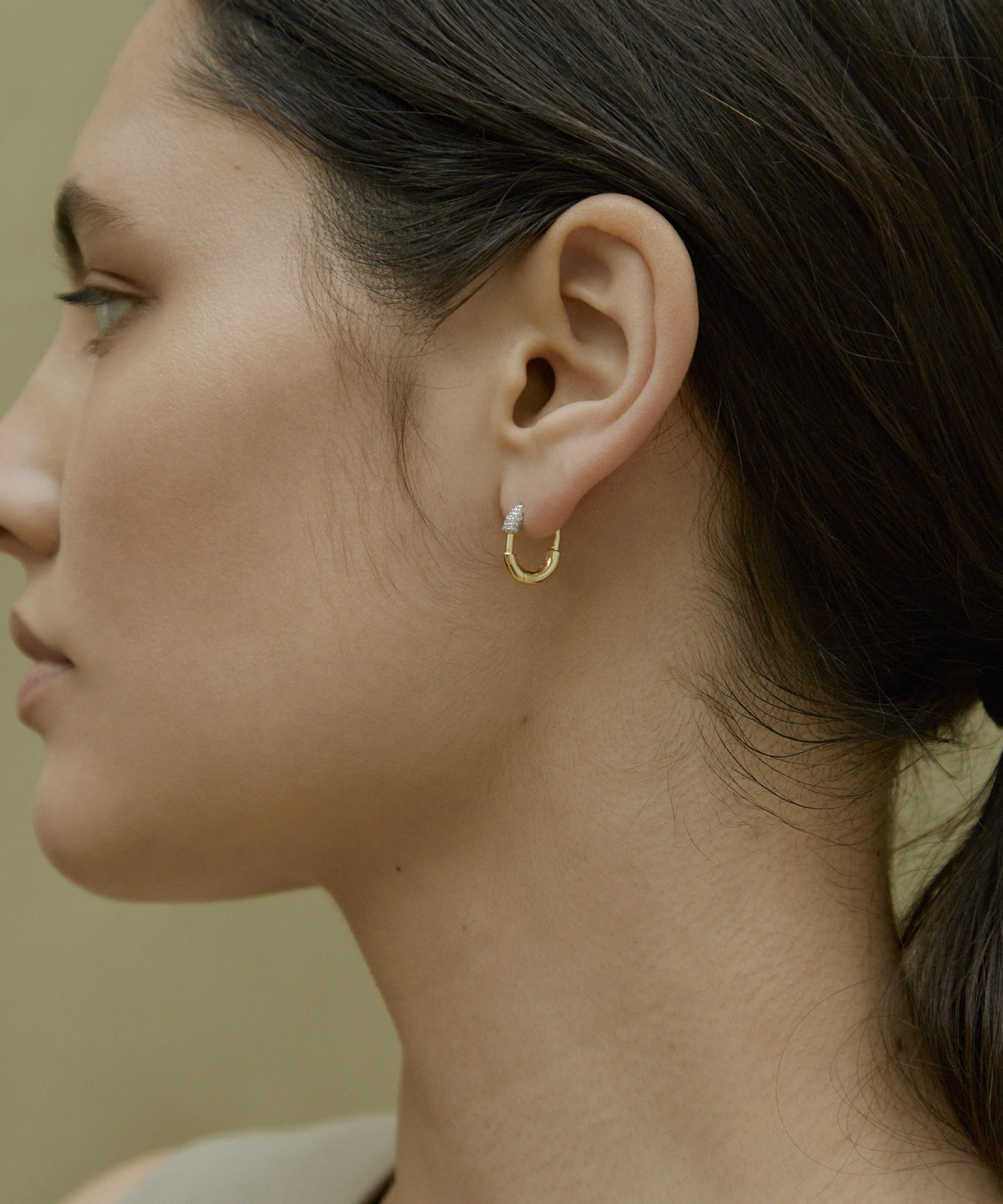 Otiumberg - 14ct Gold-Plated Vermeil Silver Small Pav&eacute; Staple Hoop Earrings image number 1