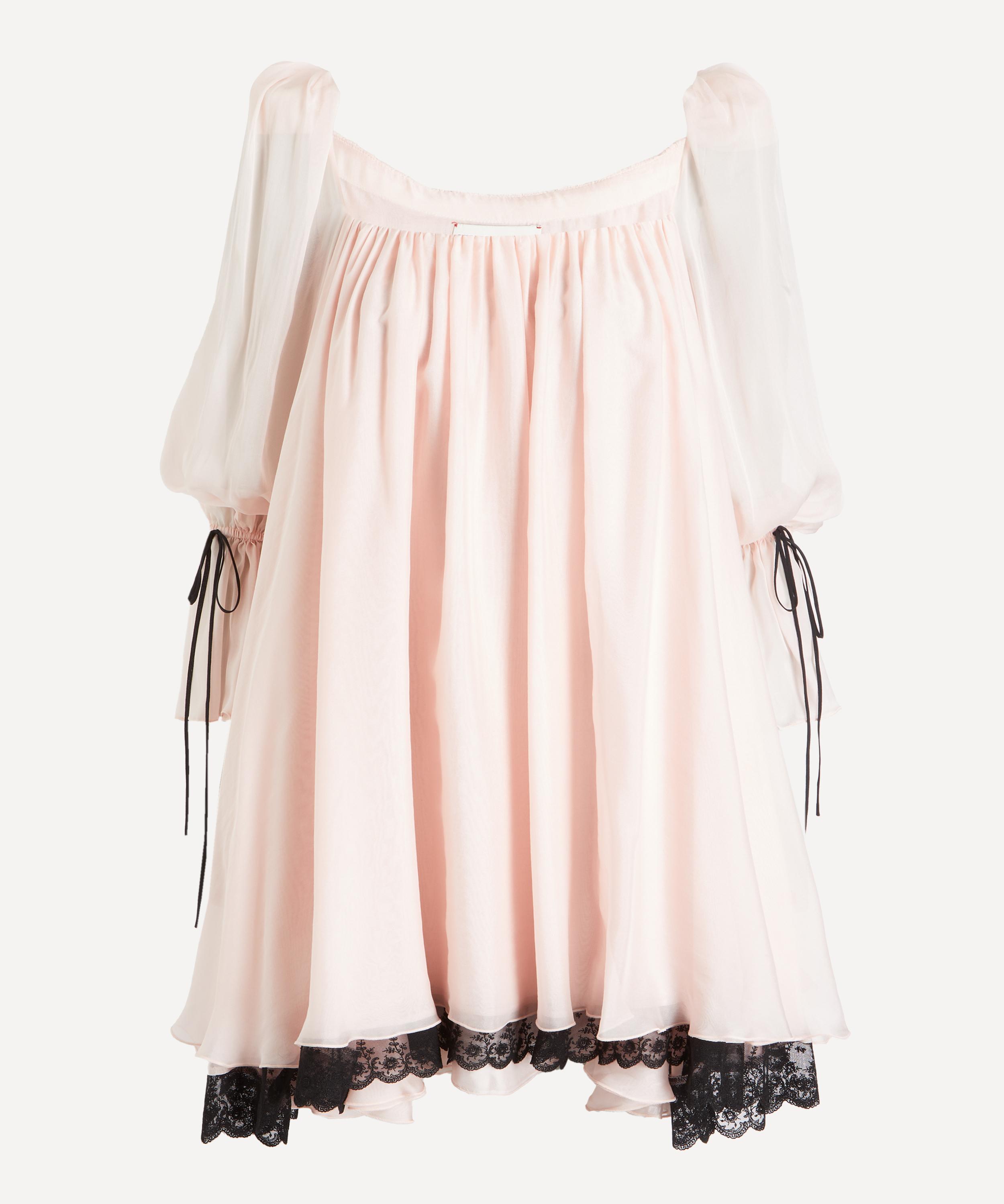 THE IRISH TWIN - Salli Misty Rose Silk Chiffon Mini Dress