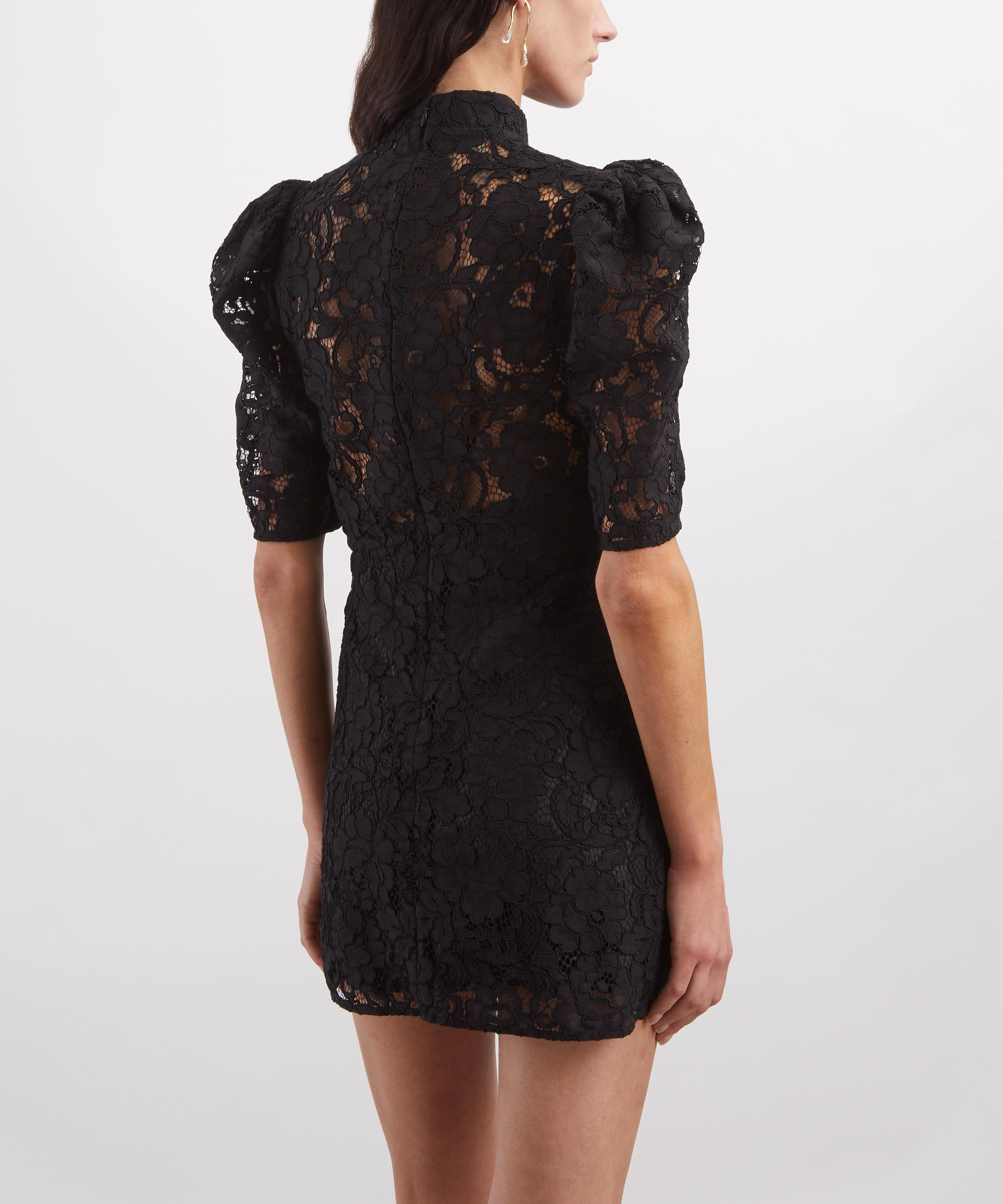 THE IRISH TWIN - Christi Deep Black Guipure Lace Mini Dress image number 3